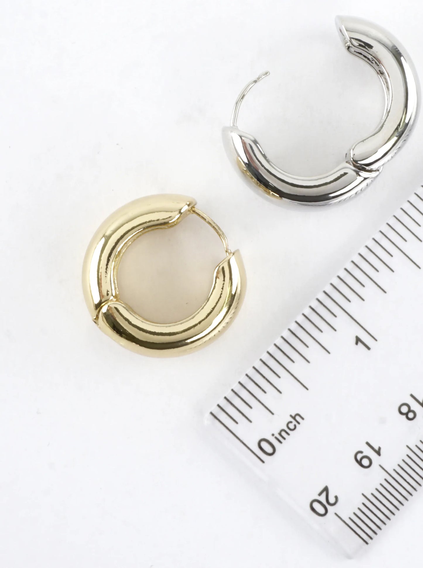 Chunky Round Brass Huggie Hoop Earrings