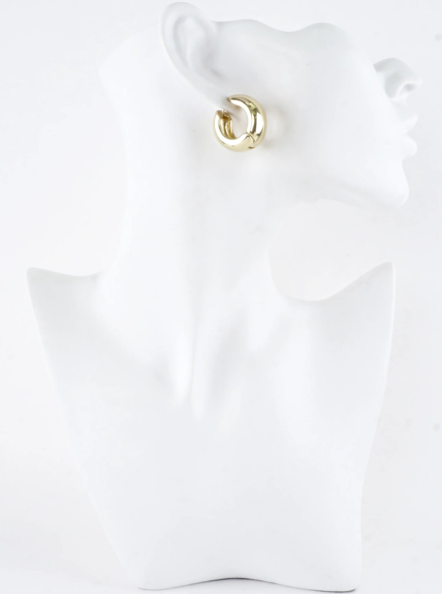 Chunky Round Brass Huggie Hoop Earrings
