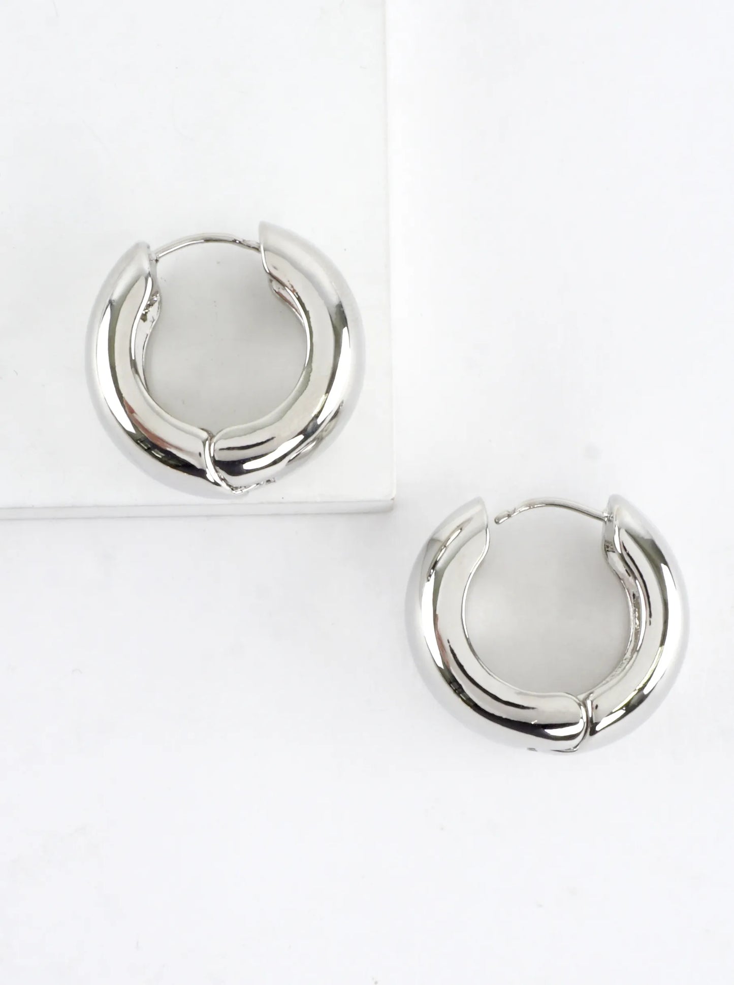 Chunky Round Brass Huggie Hoop Earrings