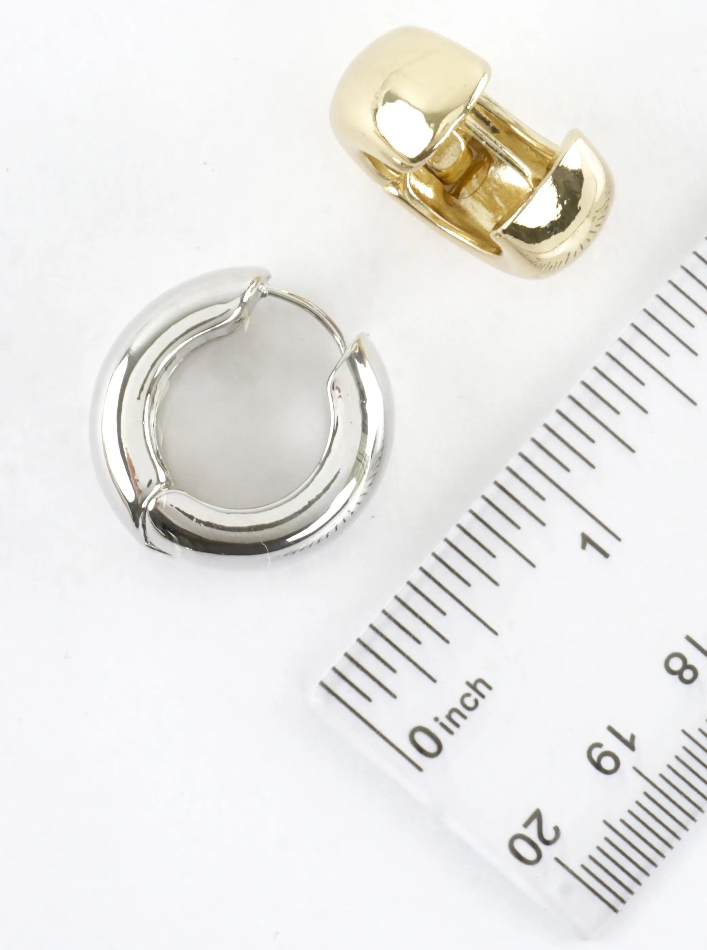 Chunky Round Brass Huggie Hoop Earrings