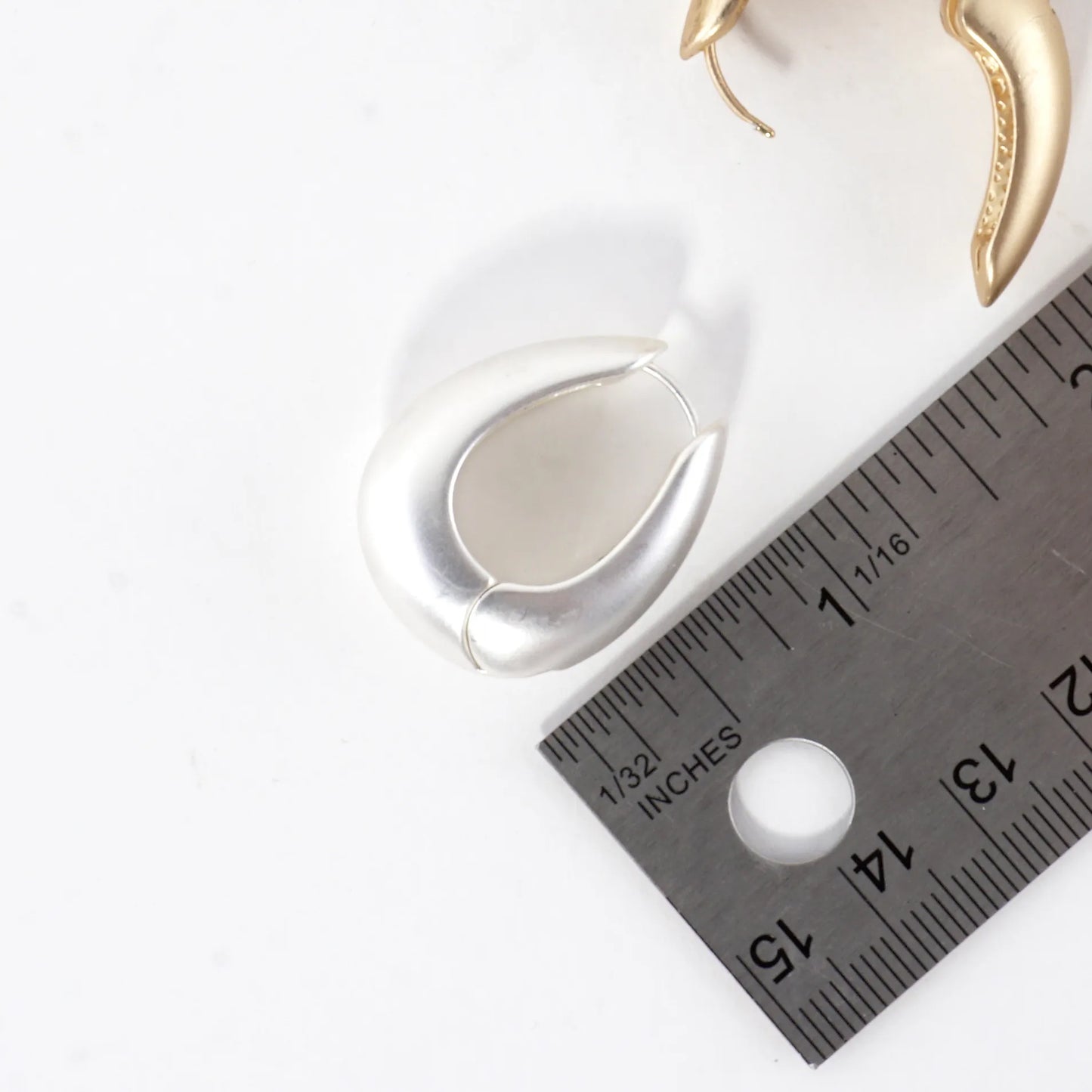 Chunky Sculpt Crescent Hoop Earrings Bottom HInge