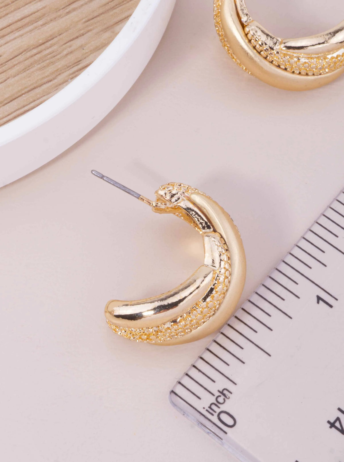 Chunky Textured Crossover Hoop Earrings