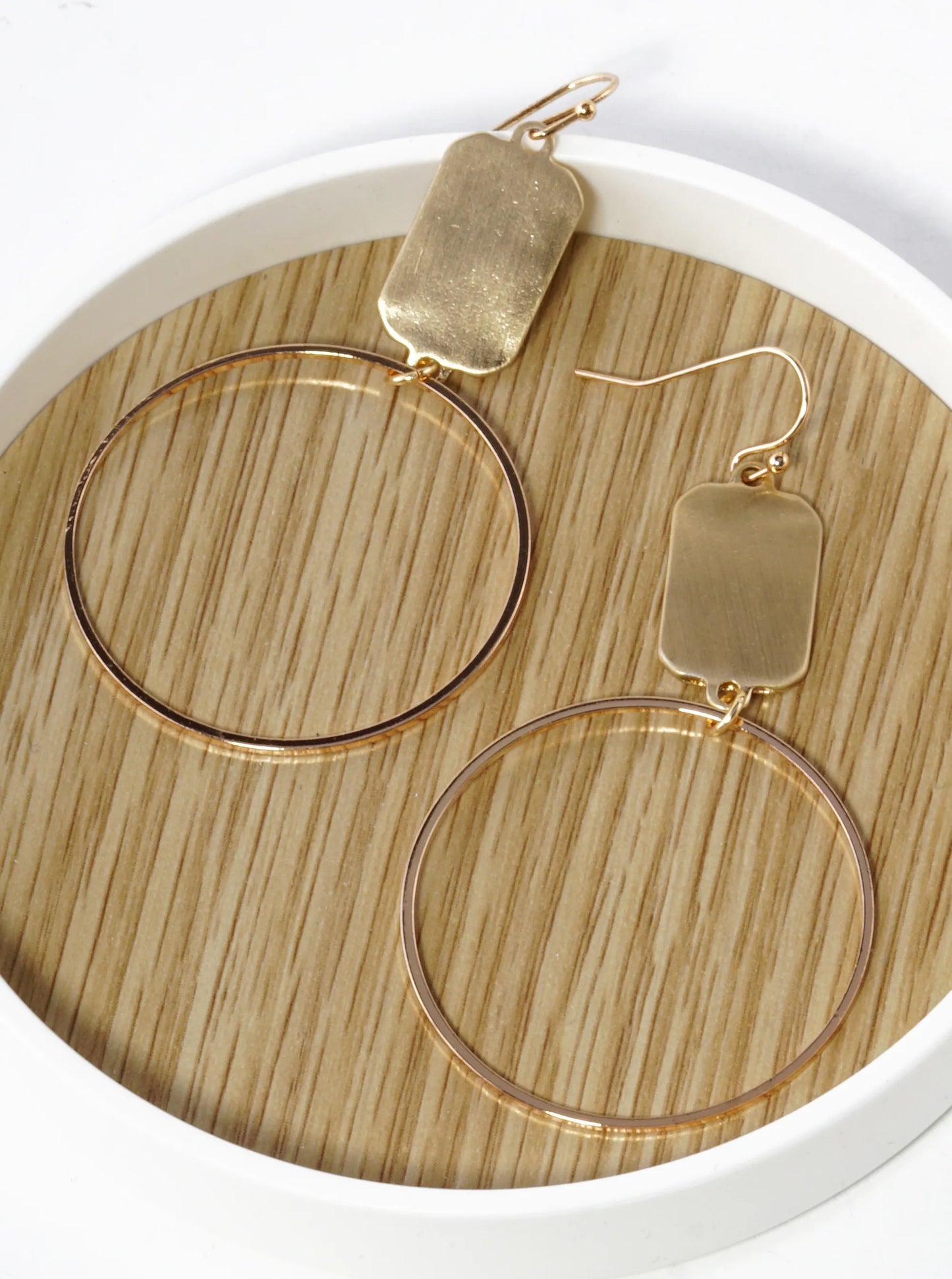 Circle Drop Brass Dangle Earrings