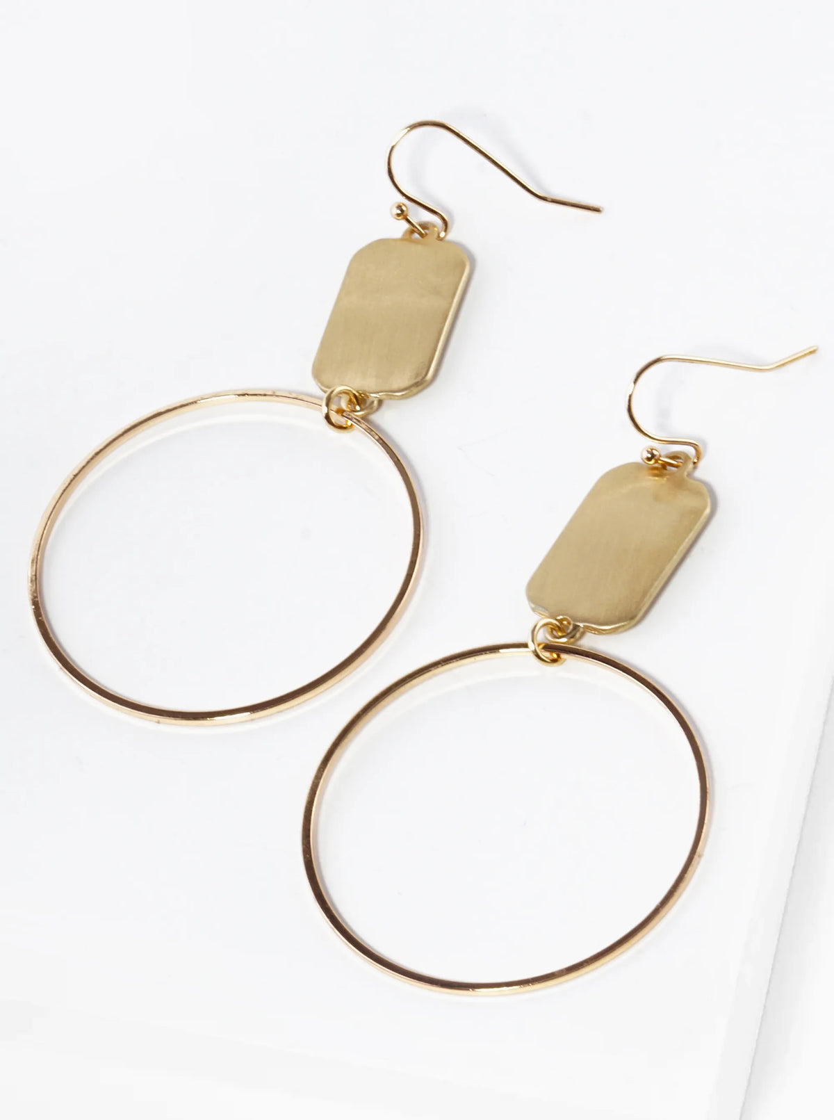 Circle Drop Brass Dangle Earrings