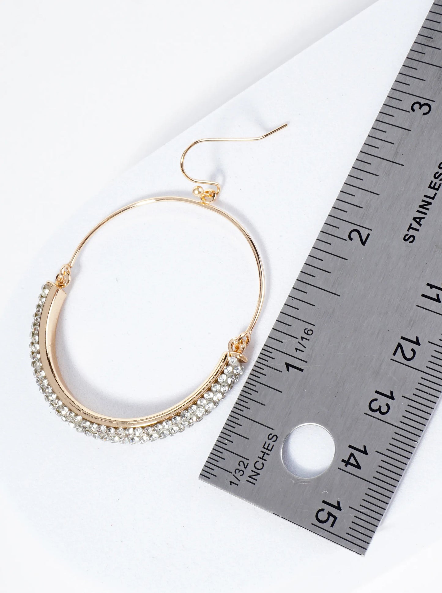 Circle Drop Earrings Adorned With Closely Set Stones In A Semi-Circular Shape