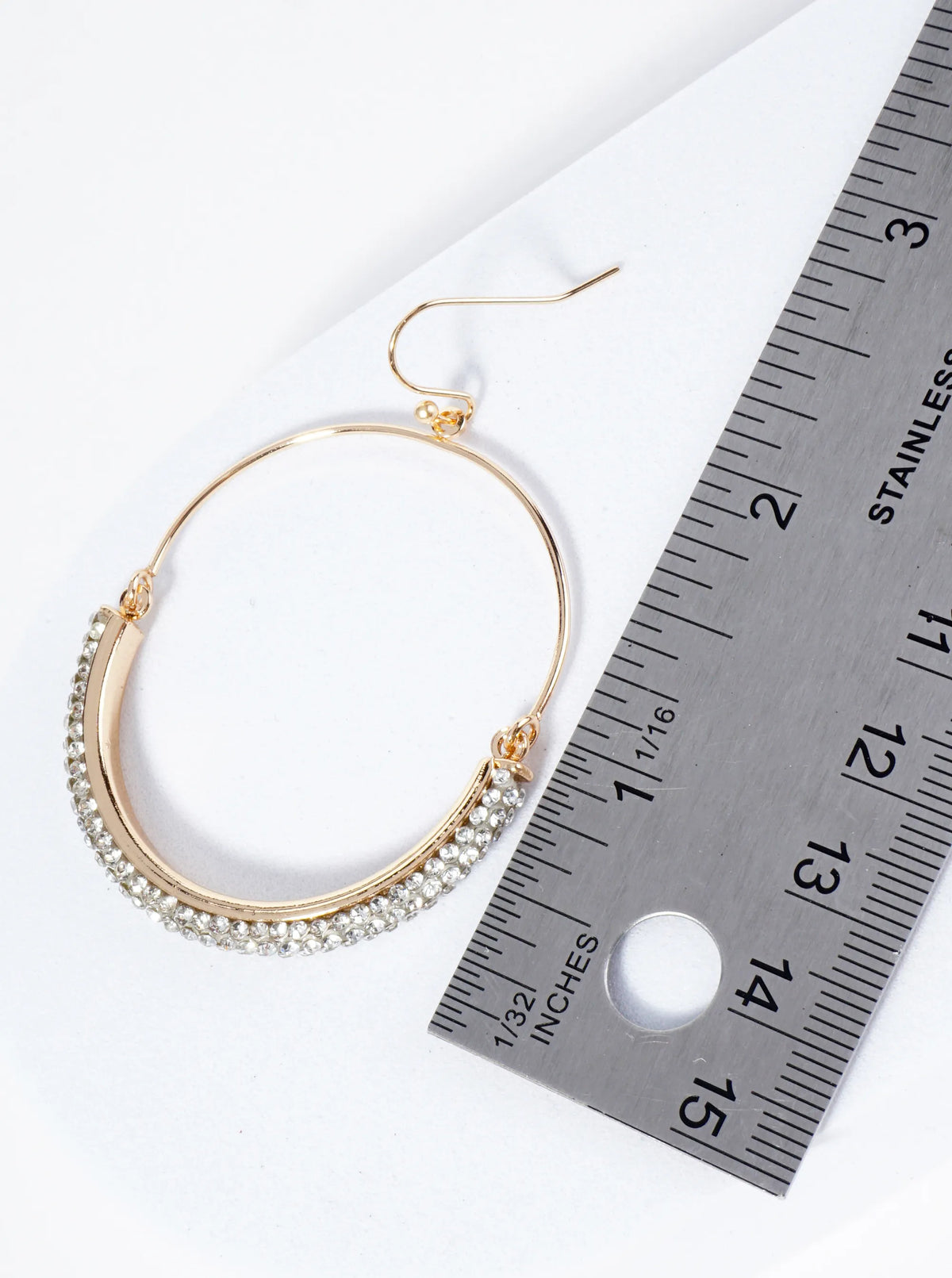 Circle Drop Earrings Adorned With Closely Set Stones In A Semi-Circular Shape
