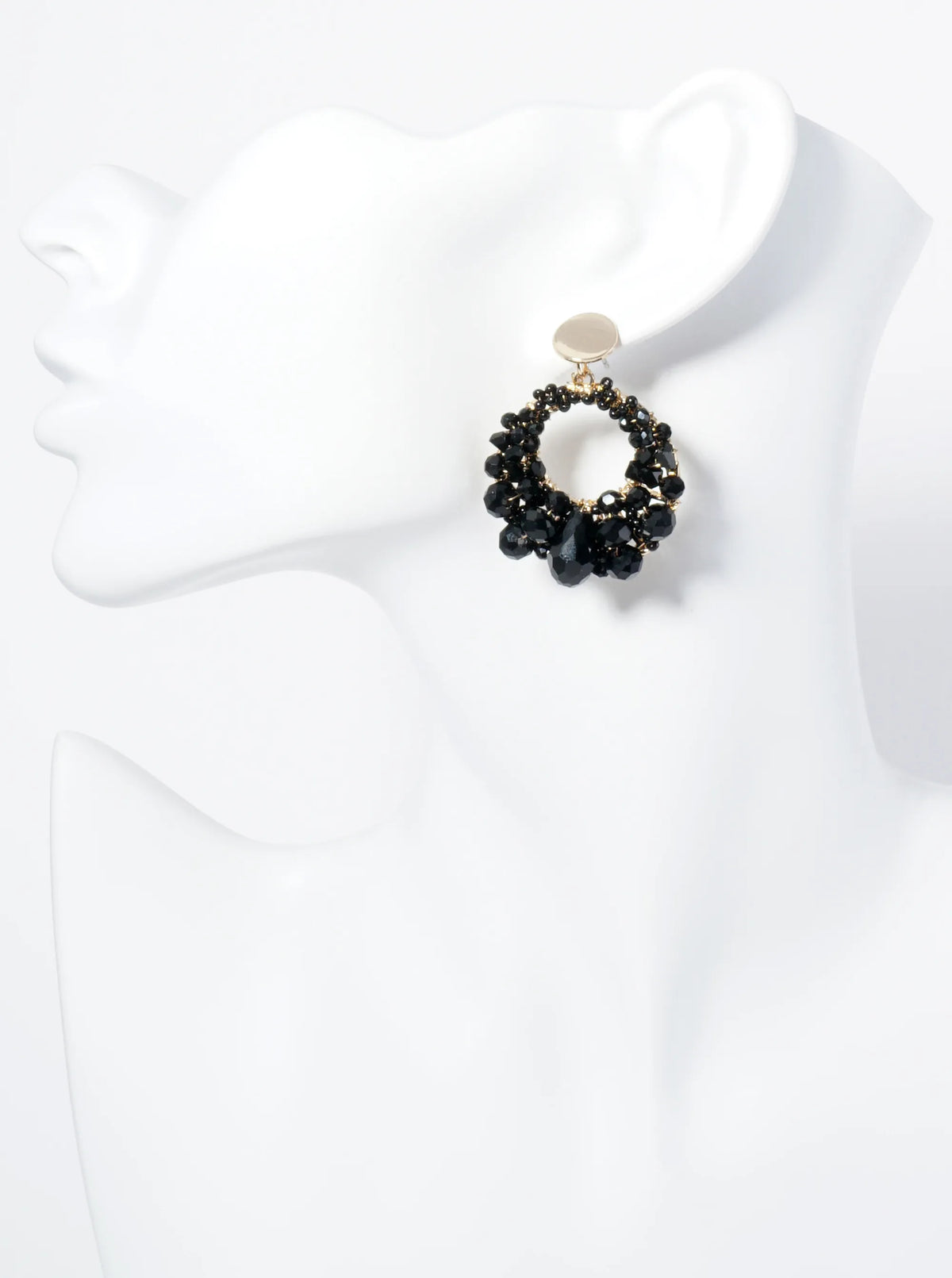 Circle Drop Earrings With Intricate Wire-Wrapped Glass Beads