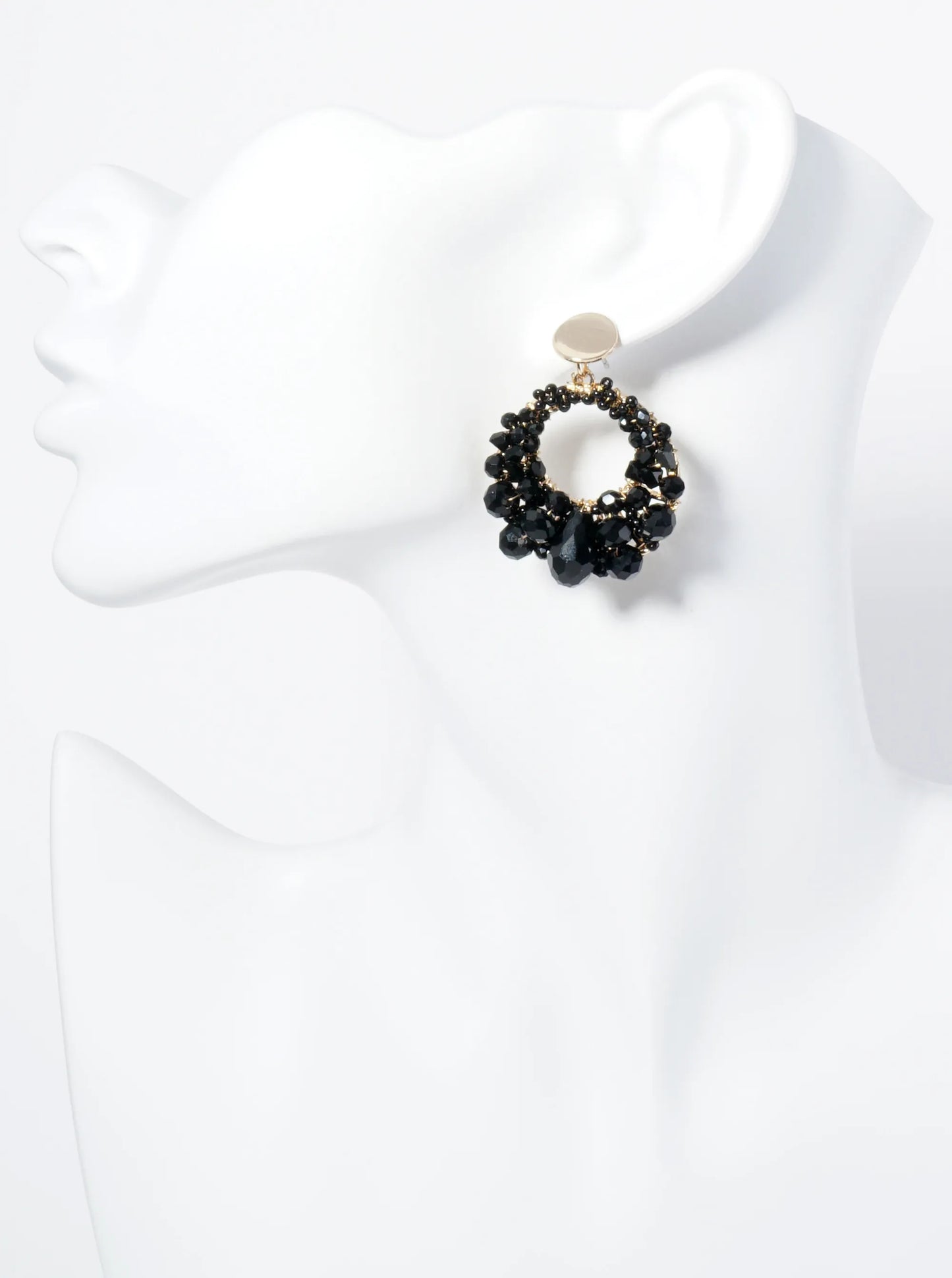 Circle Drop Earrings With Intricate Wire-Wrapped Glass Beads