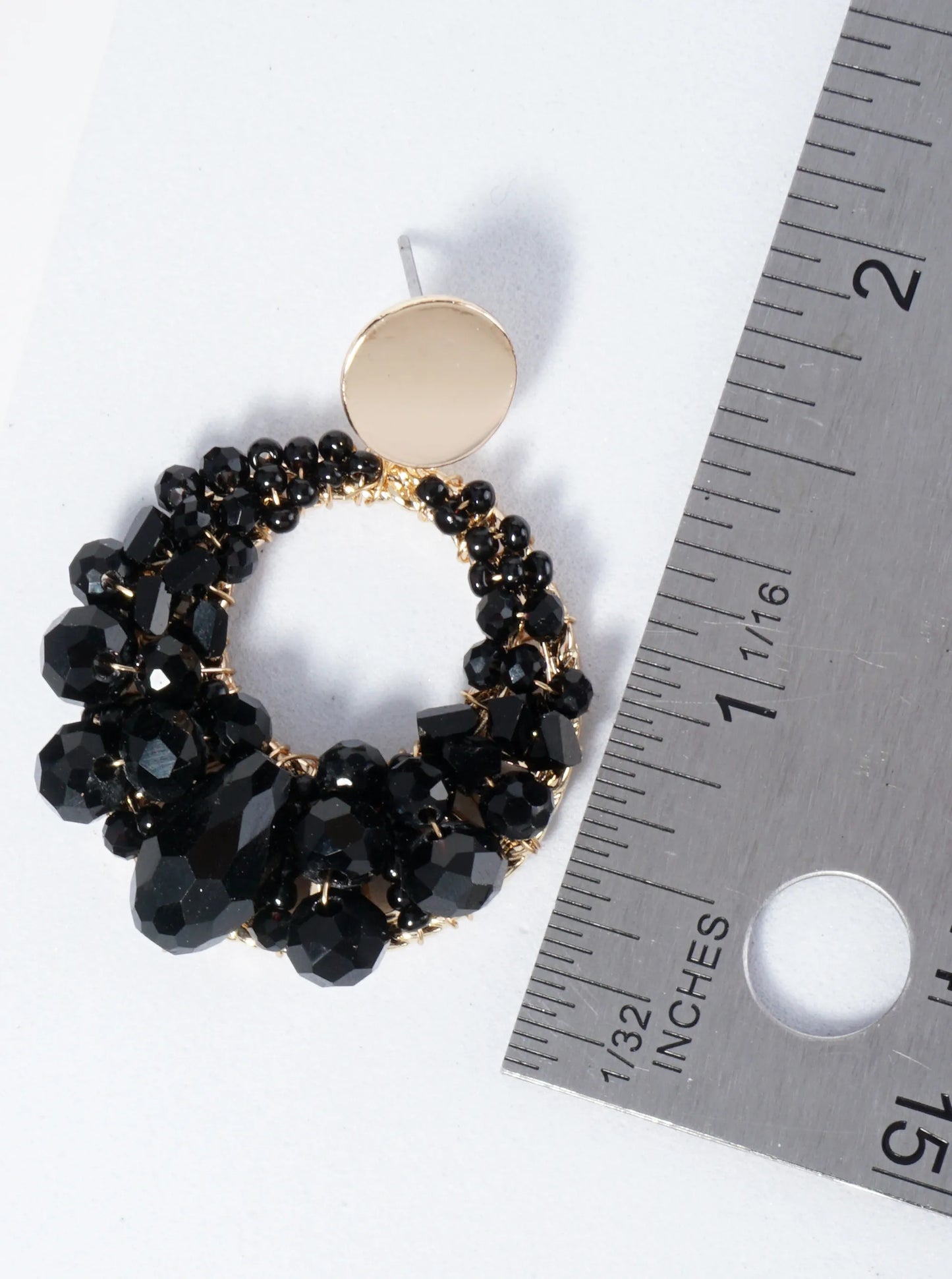 Circle Drop Earrings With Intricate Wire-Wrapped Glass Beads