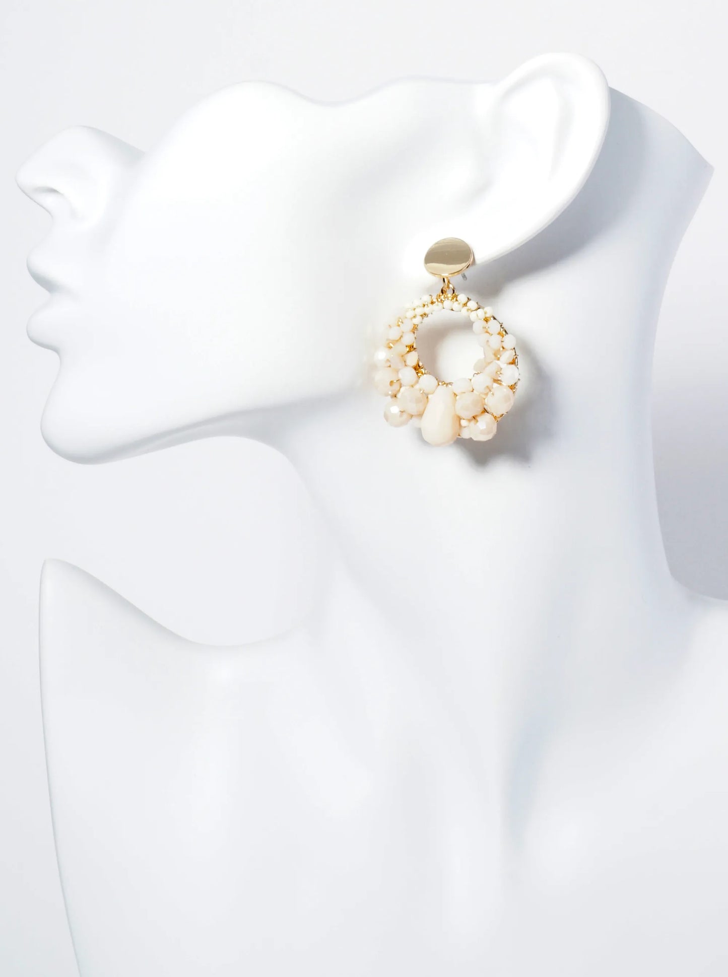 Circle Drop Earrings With Intricate Wire-Wrapped Glass Beads