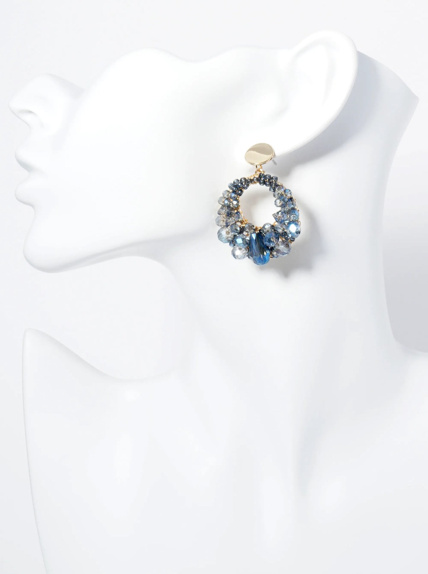 Circle Drop Earrings With Intricate Wire-Wrapped Glass Beads
