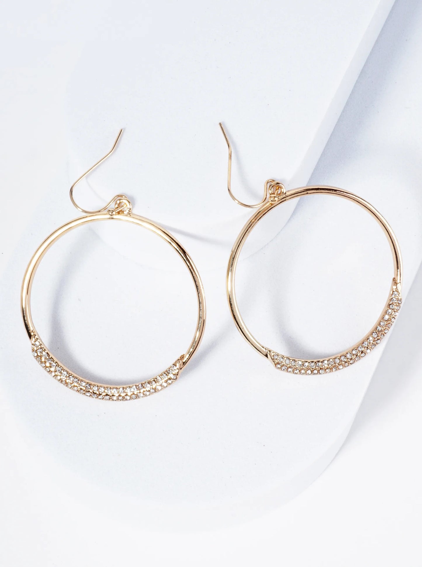 Circle Drop Earrings With Tiny Crystal Pave Accents