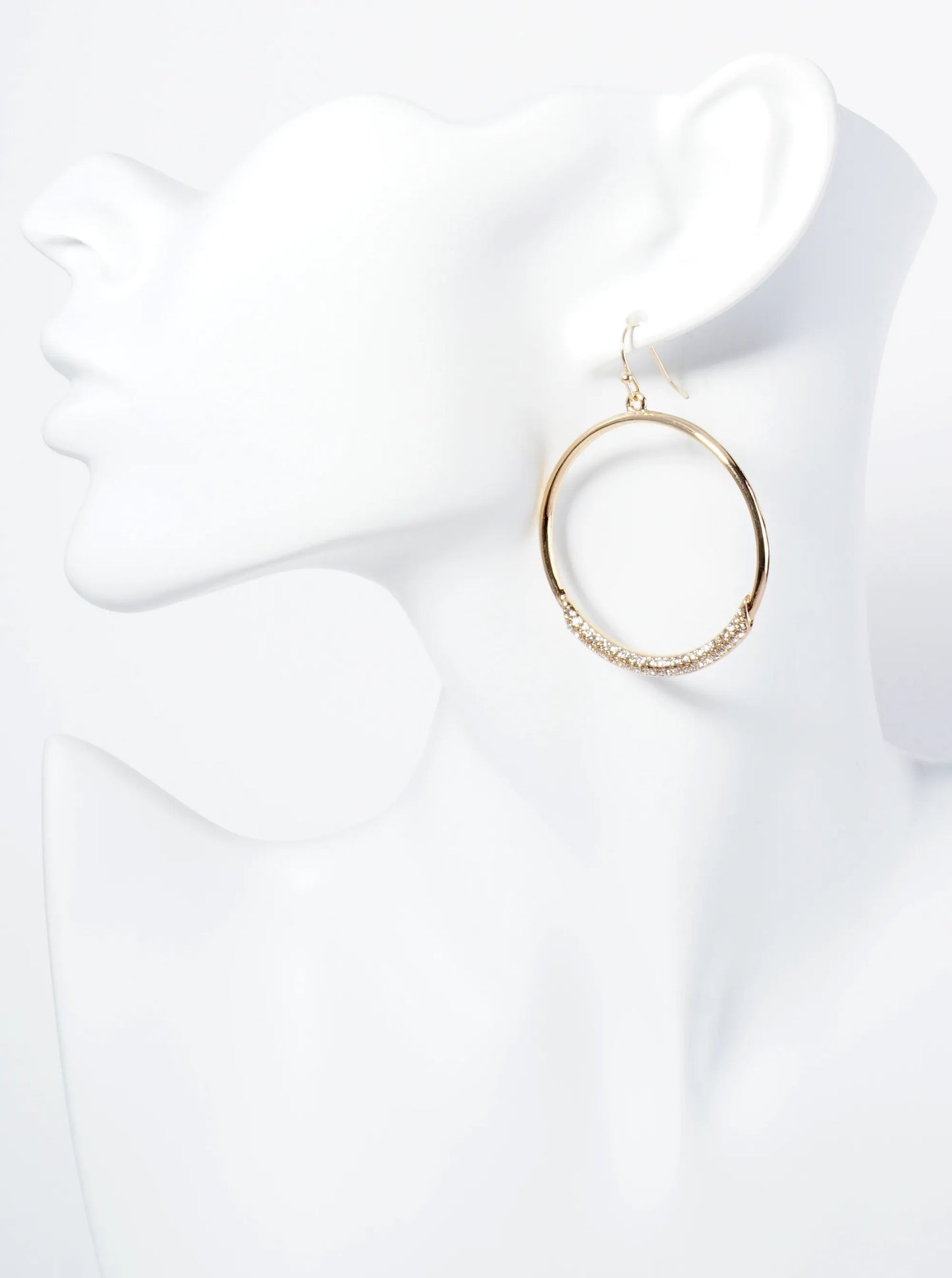 Circle Drop Earrings With Tiny Crystal Pave Accents