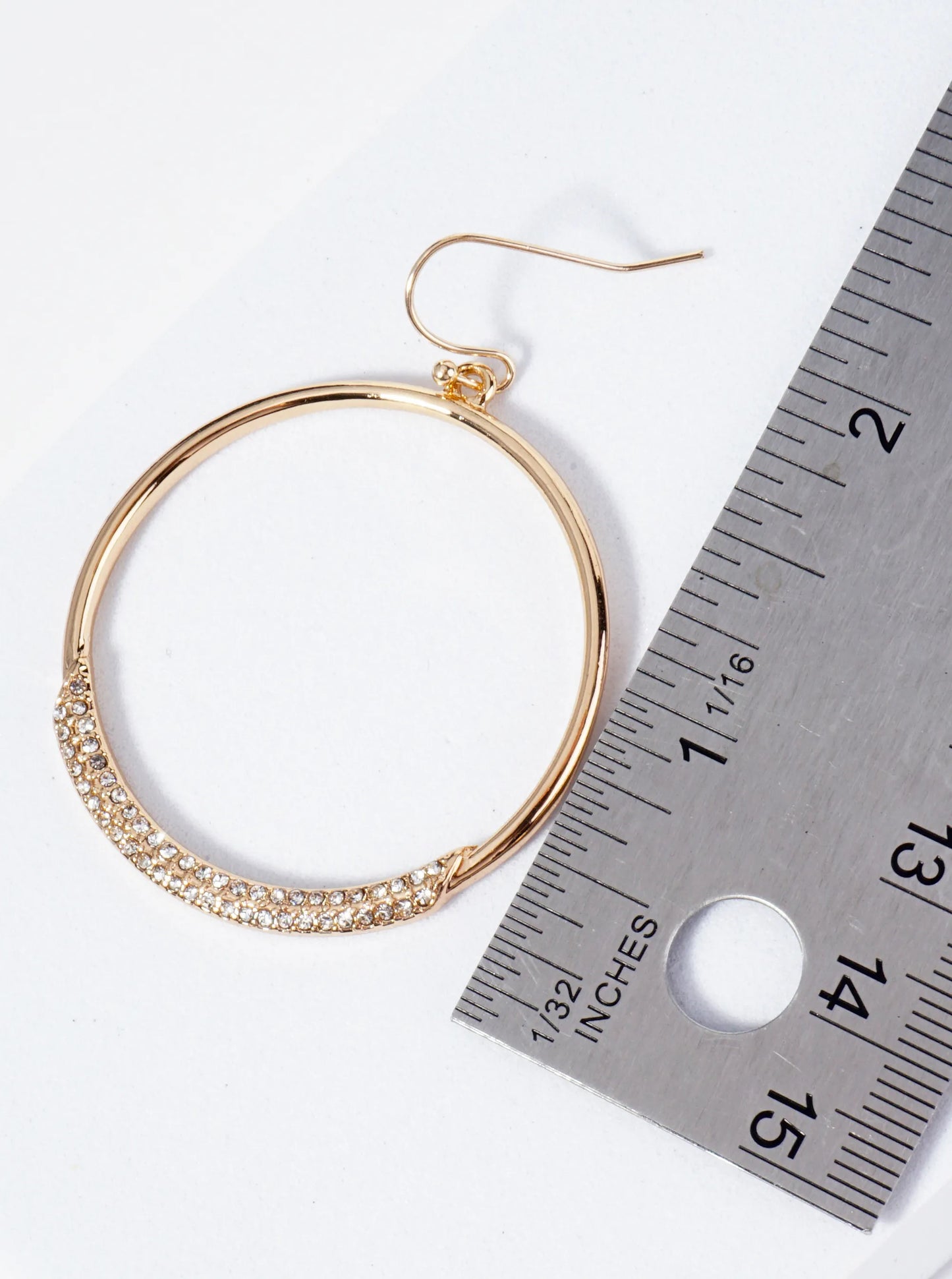 Circle Drop Earrings With Tiny Crystal Pave Accents