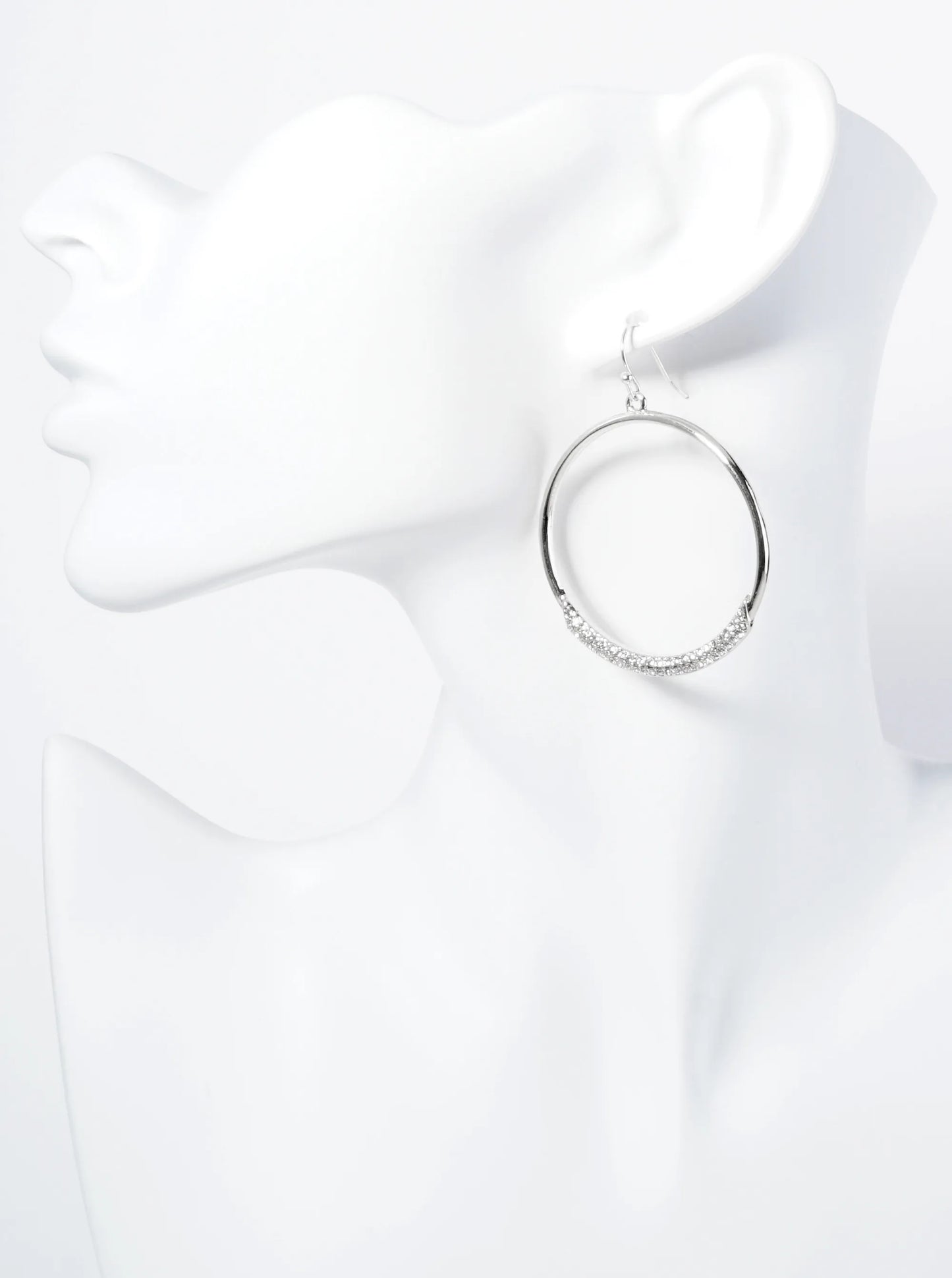 Circle Drop Earrings With Tiny Crystal Pave Accents