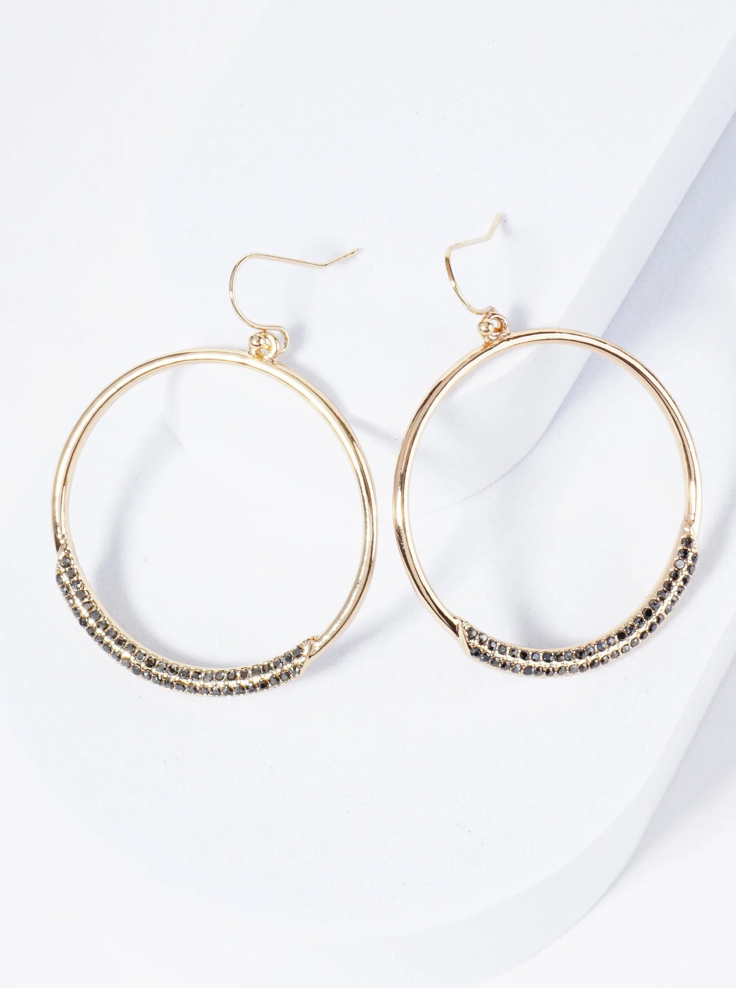 Circle Drop Earrings With Tiny Crystal Pave Accents