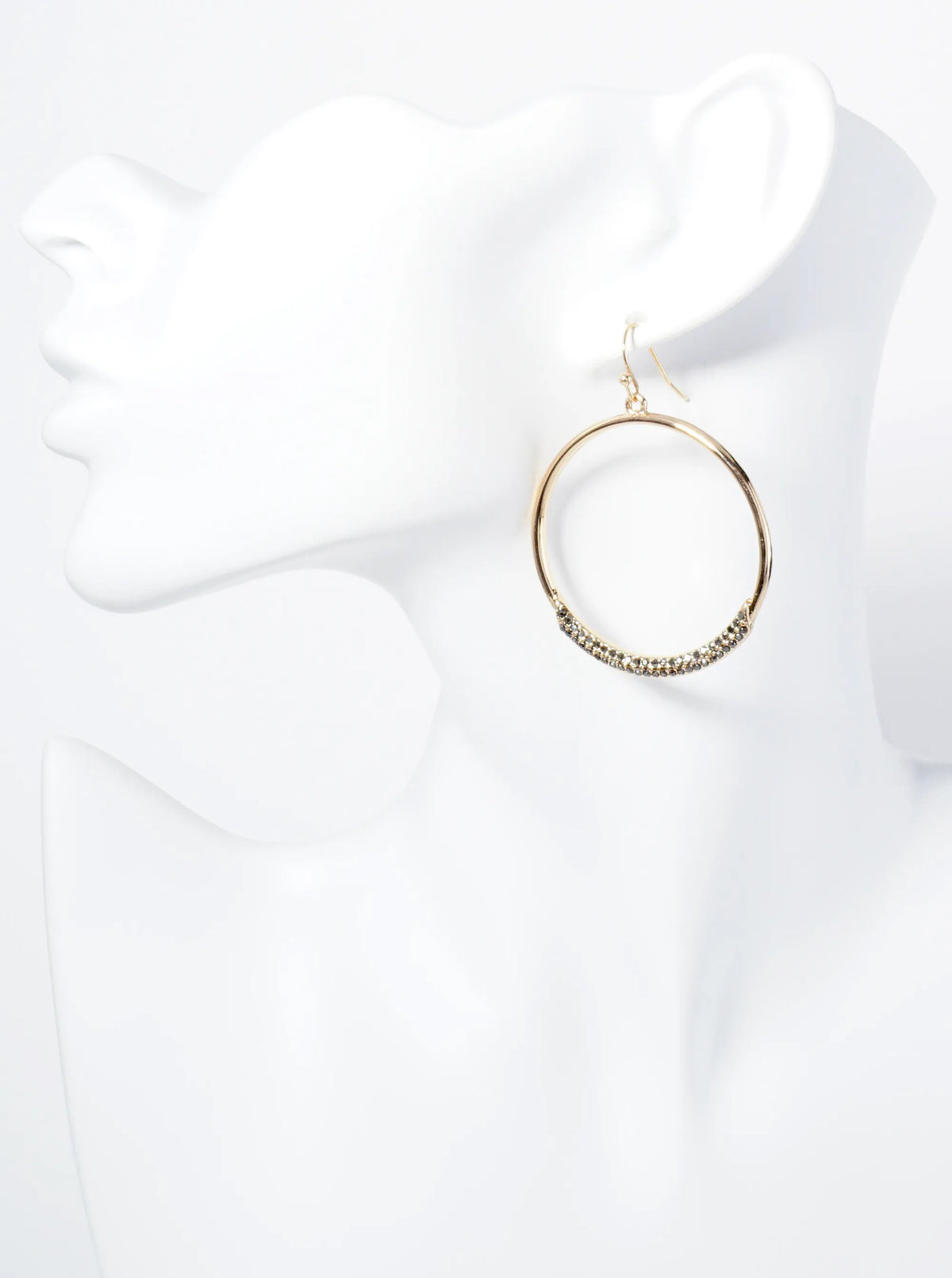 Circle Drop Earrings With Tiny Crystal Pave Accents