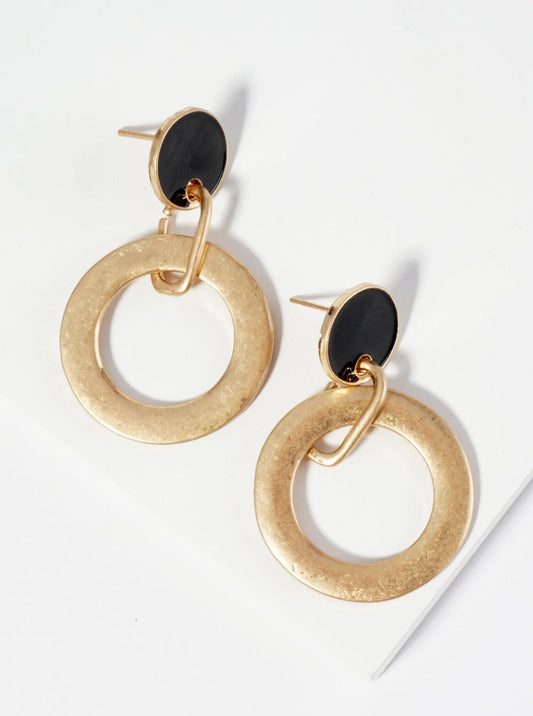 Circle Drop Enamel Dangle Post Earrings