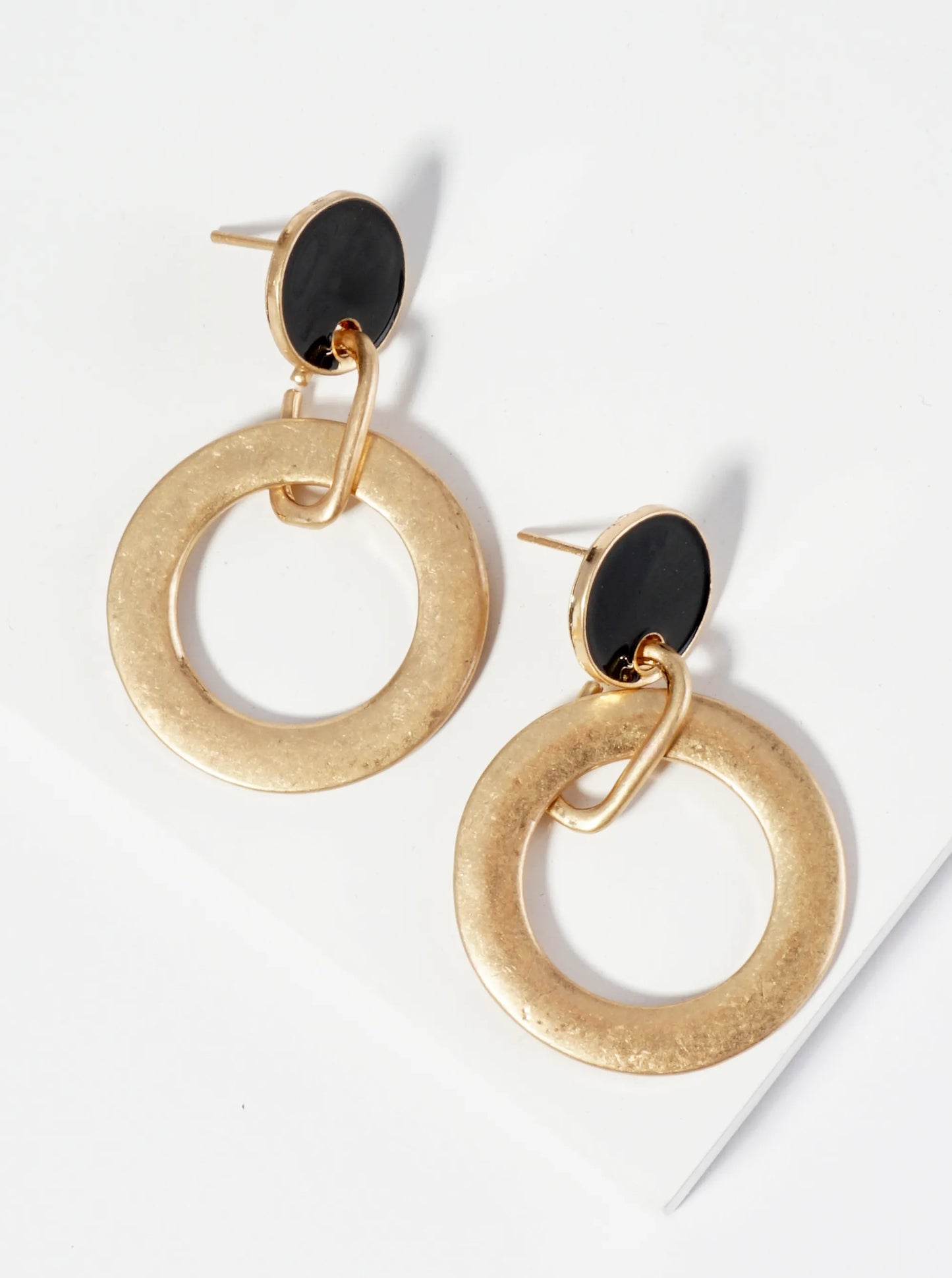Circle Drop Enamel Dangle Post Earrings