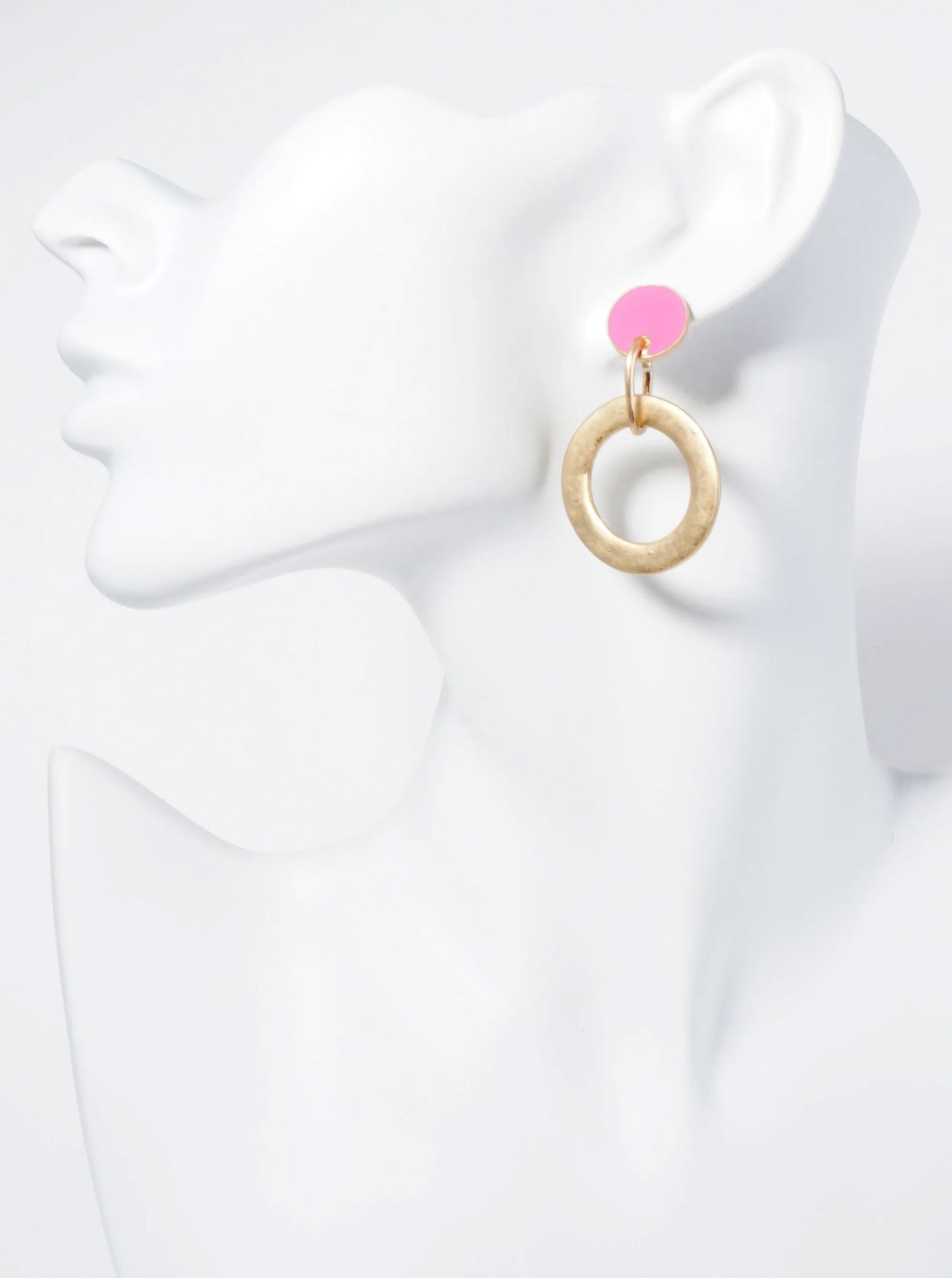 Circle Drop Enamel Dangle Post Earrings