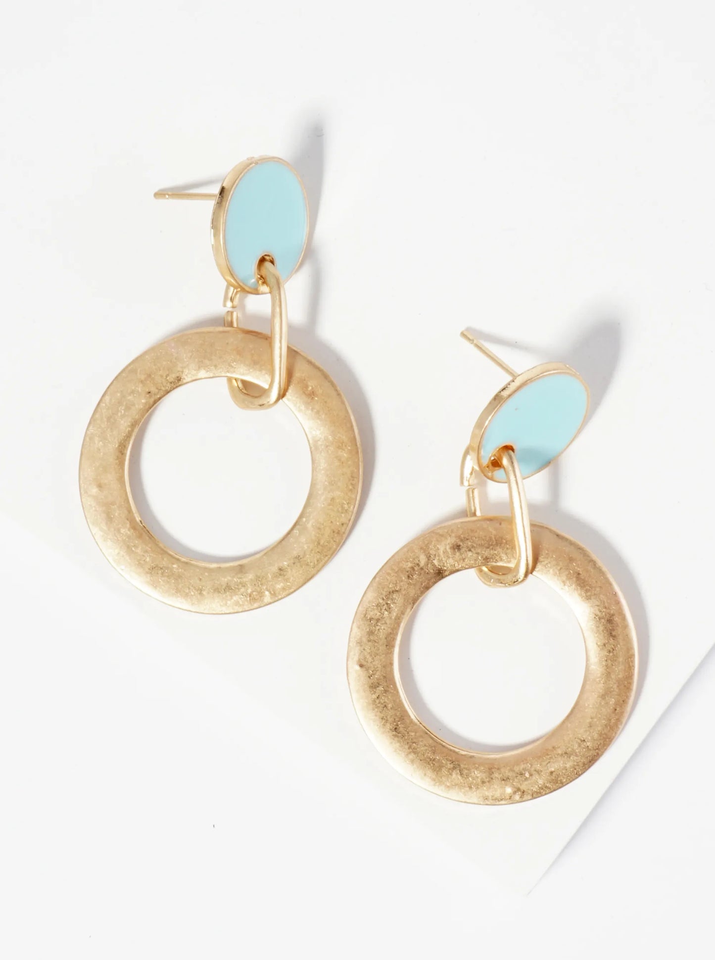 Circle Drop Enamel Dangle Post Earrings
