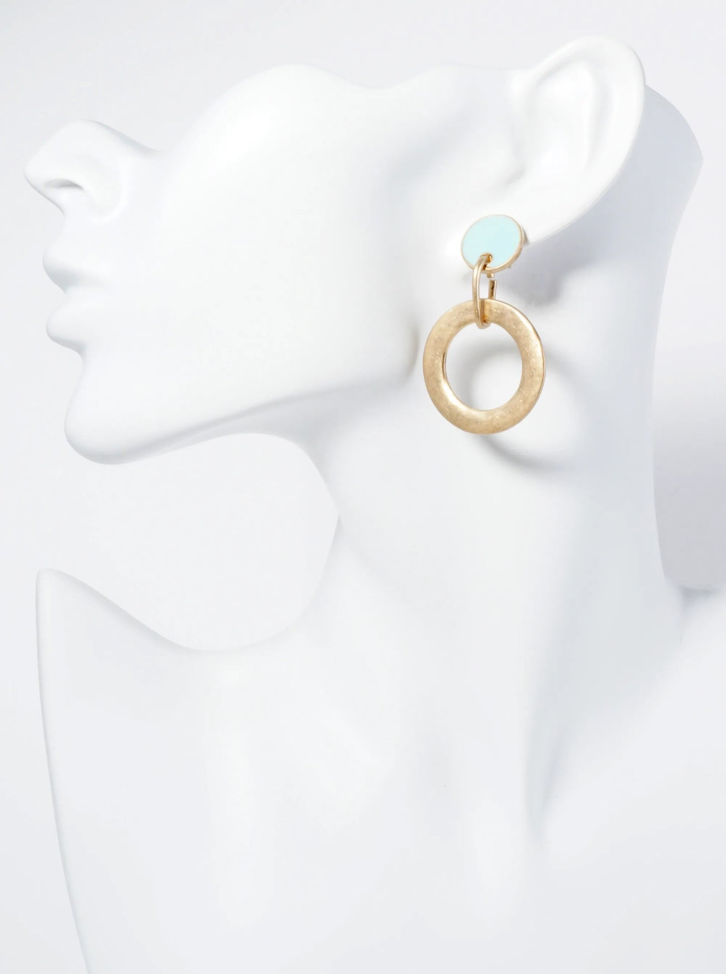 Circle Drop Enamel Dangle Post Earrings