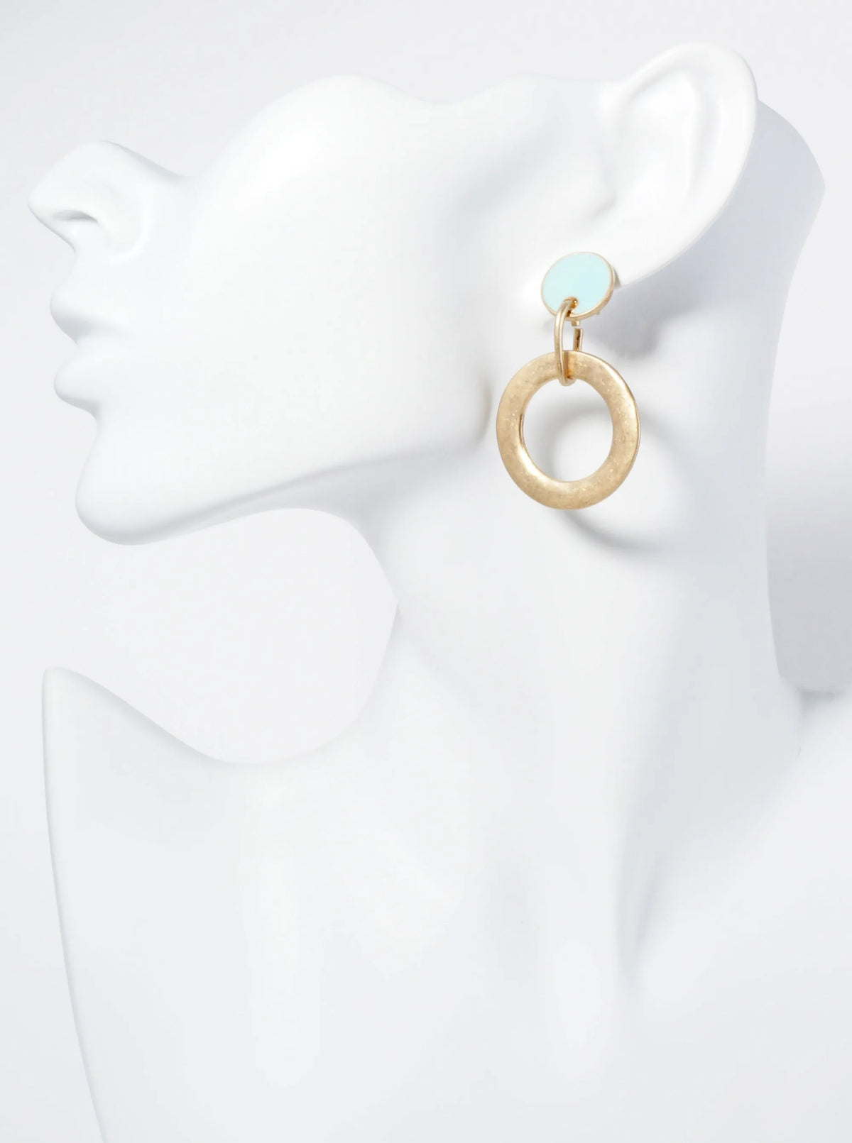 Circle Drop Enamel Dangle Post Earrings