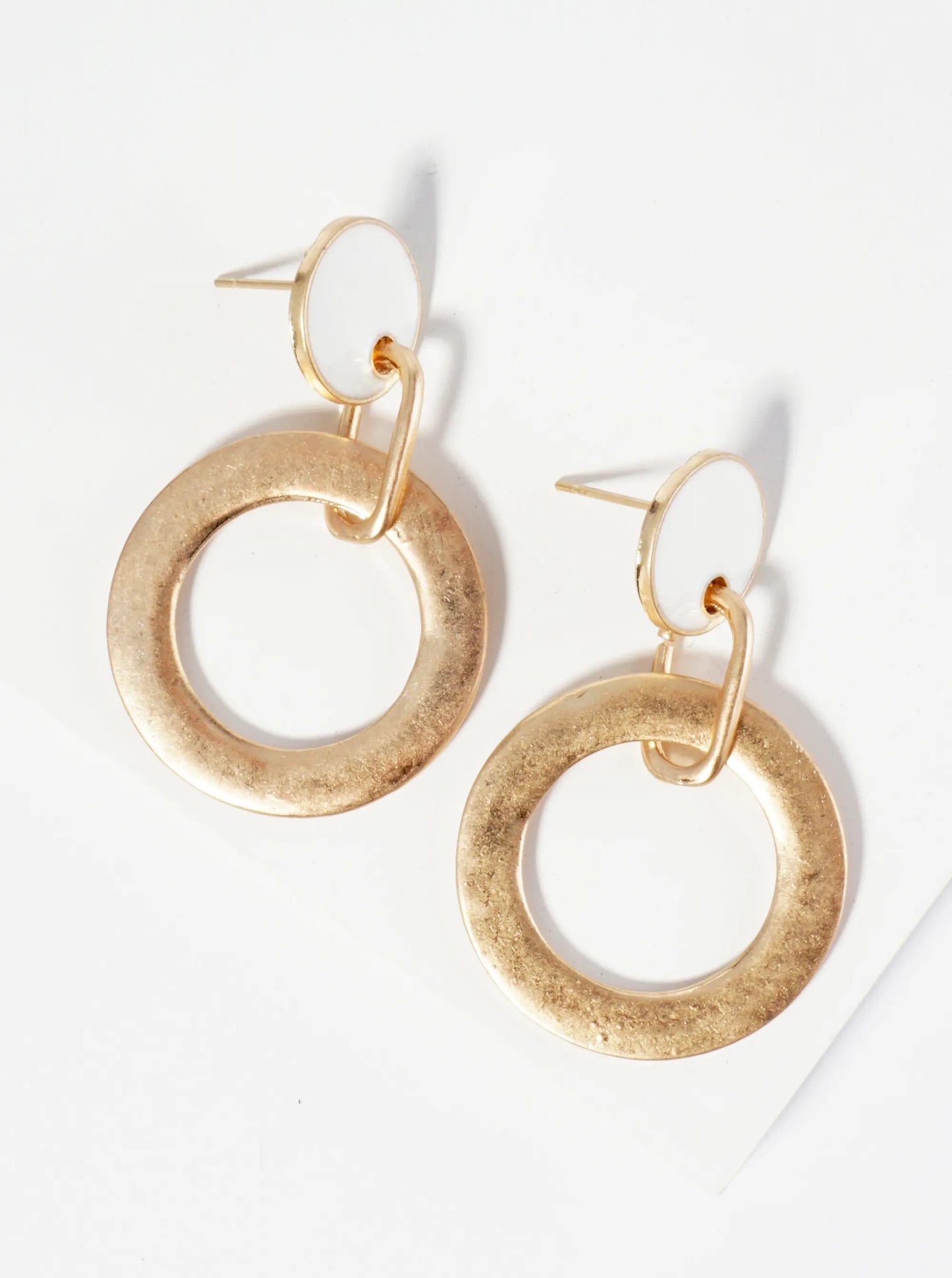 Circle Drop Enamel Dangle Post Earrings