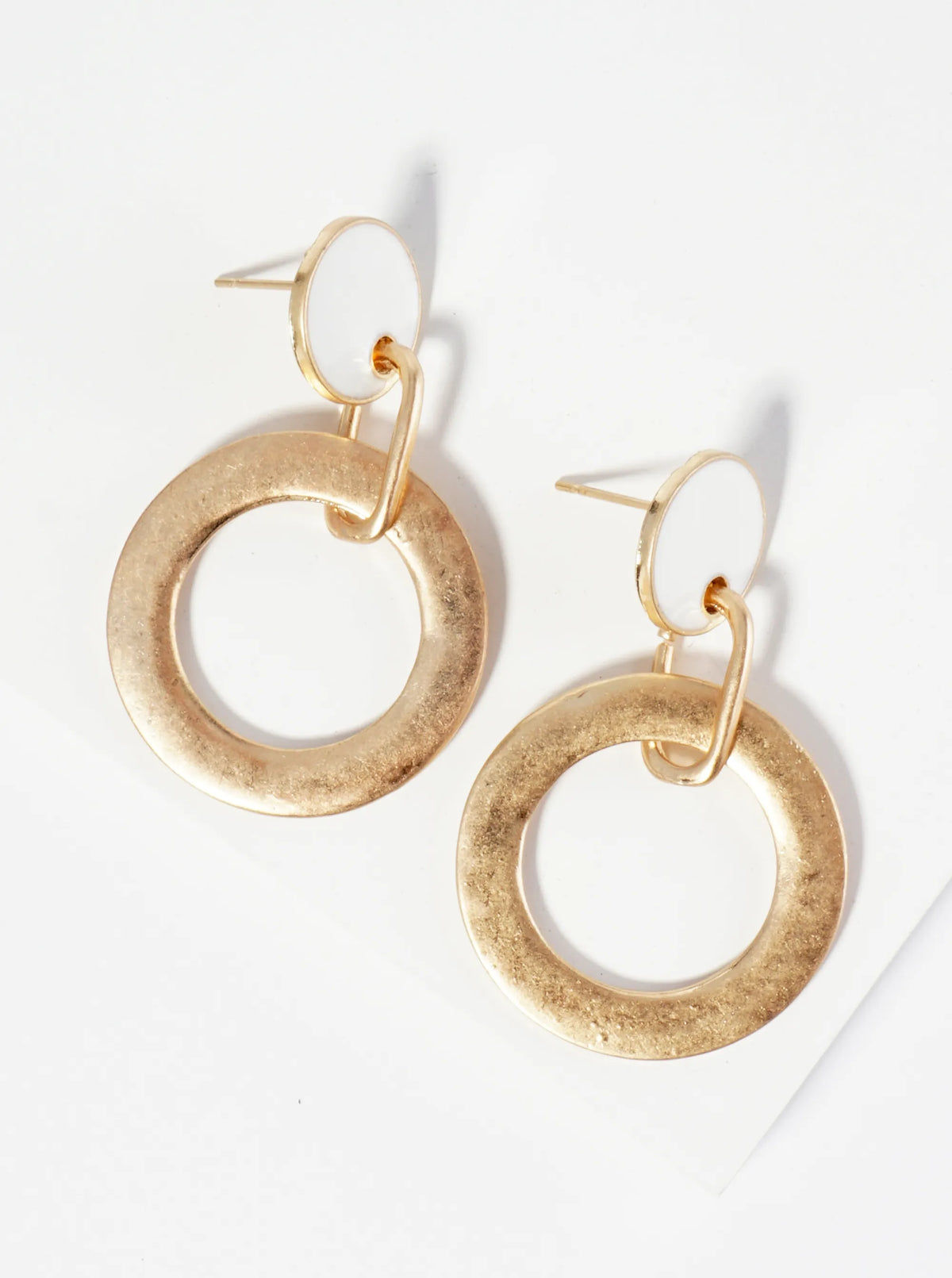 Circle Drop Enamel Dangle Post Earrings