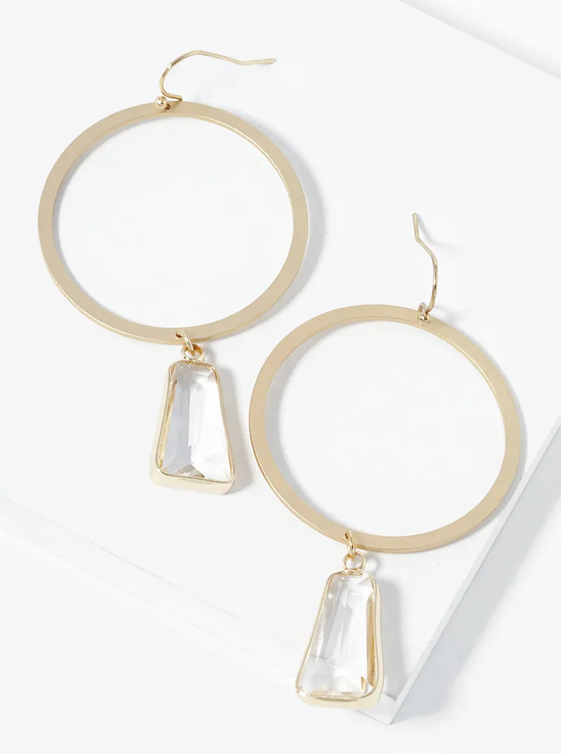 Circle To Glass Drop Crystal Dangle Earrings