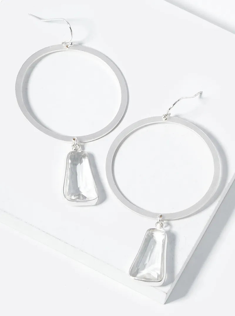 Circle To Glass Drop Crystal Dangle Earrings