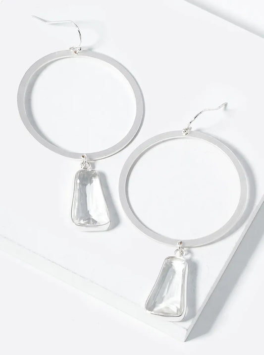 Circle To Glass Drop Crystal Dangle Earrings