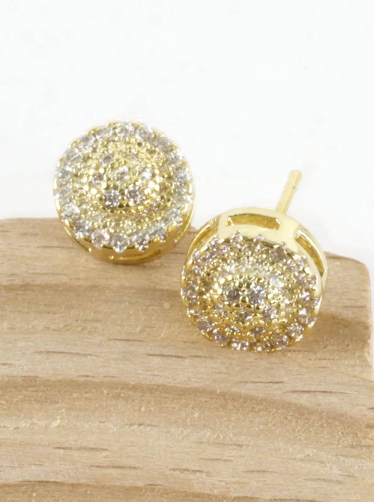 Circular Pave Cubic Zirconia Round Stud Earrings