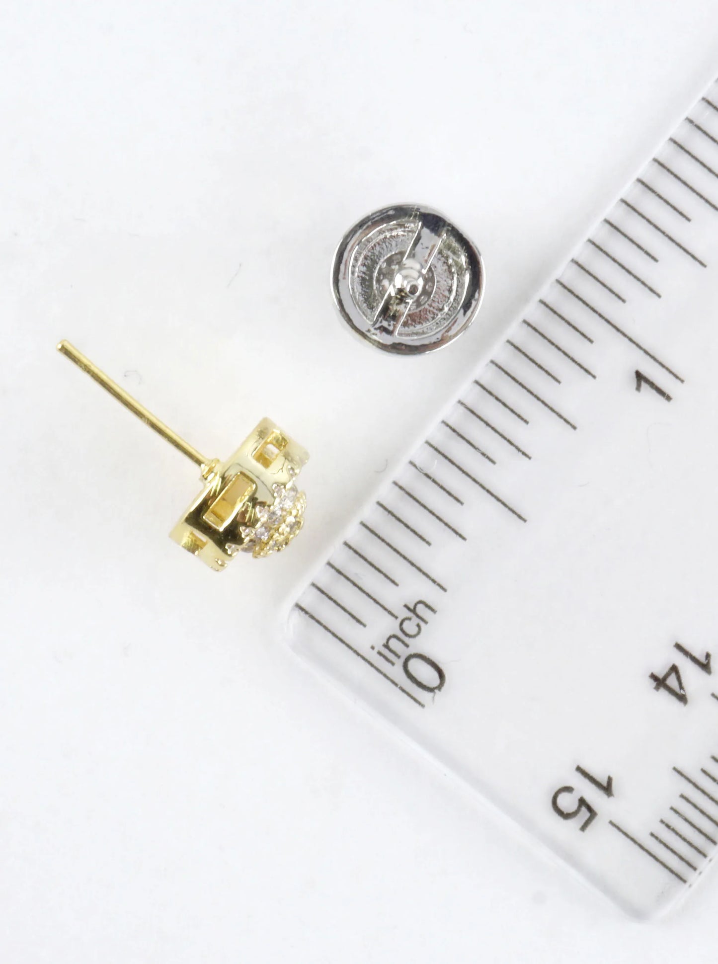 Circular Pave Cubic Zirconia Round Stud Earrings
