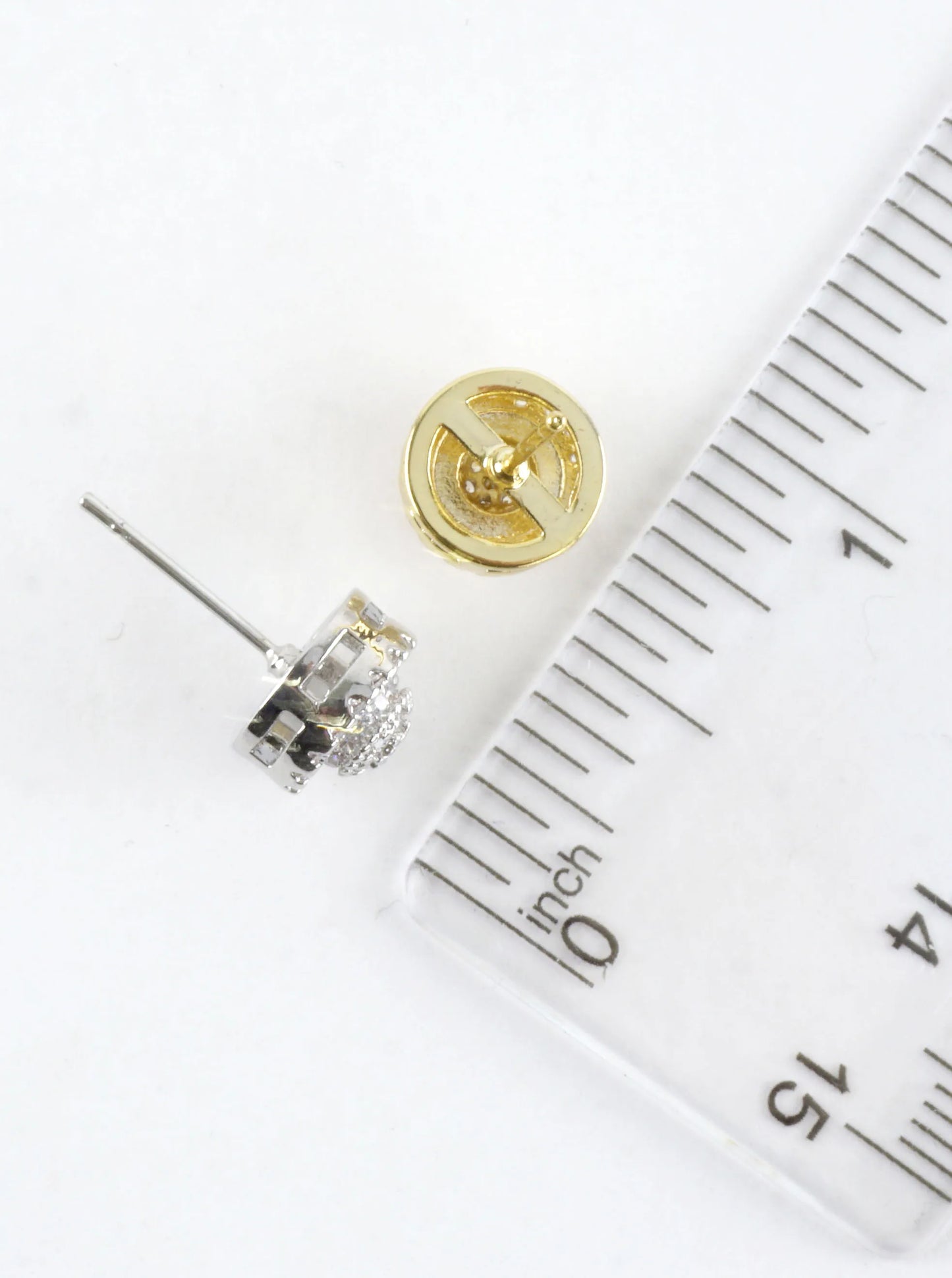 Circular Pave Cubic Zirconia Round Stud Earrings