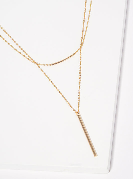 Classic Bar Drop Pendant Delicate Layered Necklace