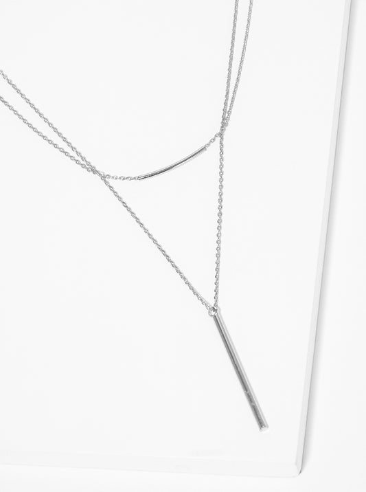 Classic Bar Drop Pendant Delicate Layered Necklace