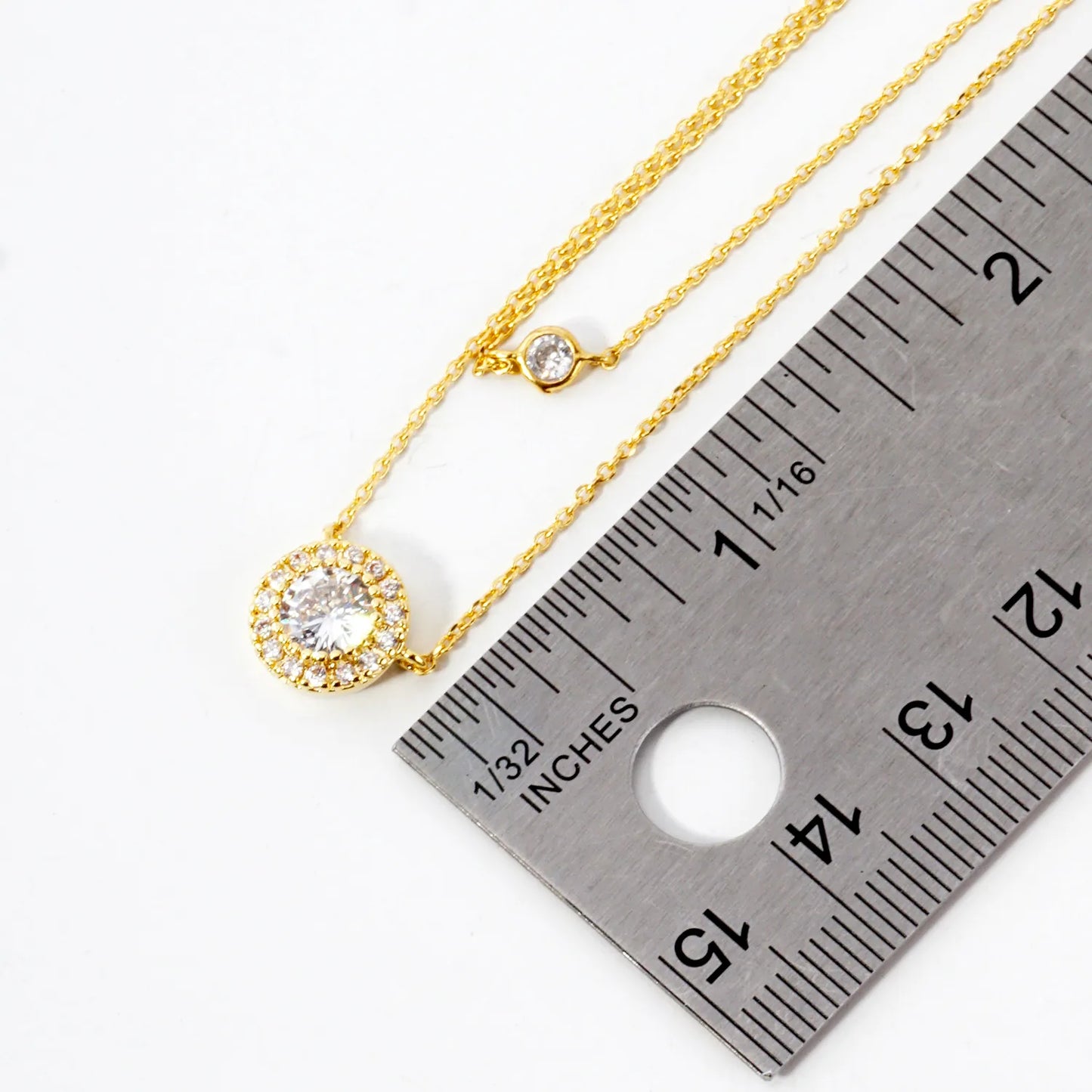 Classic CZ Stone Pendant 18K-Gold-Dipped Layered Necklace