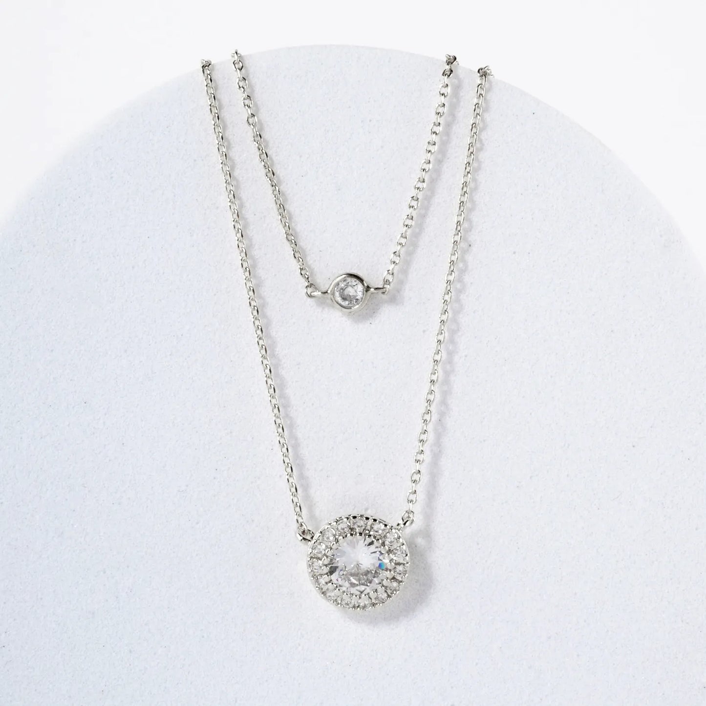 Classic CZ Stone Pendant 18K-Gold-Dipped Layered Necklace