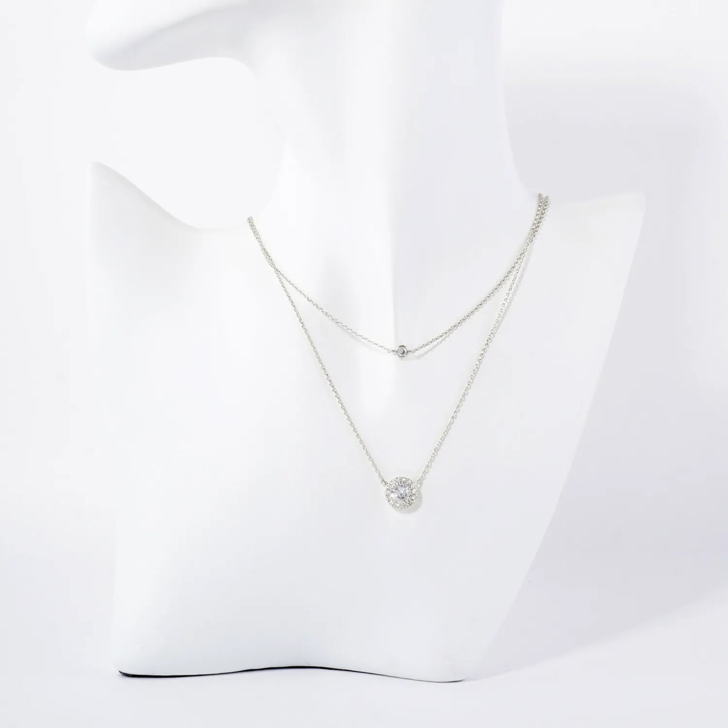 Classic CZ Stone Pendant 18K-Gold-Dipped Layered Necklace