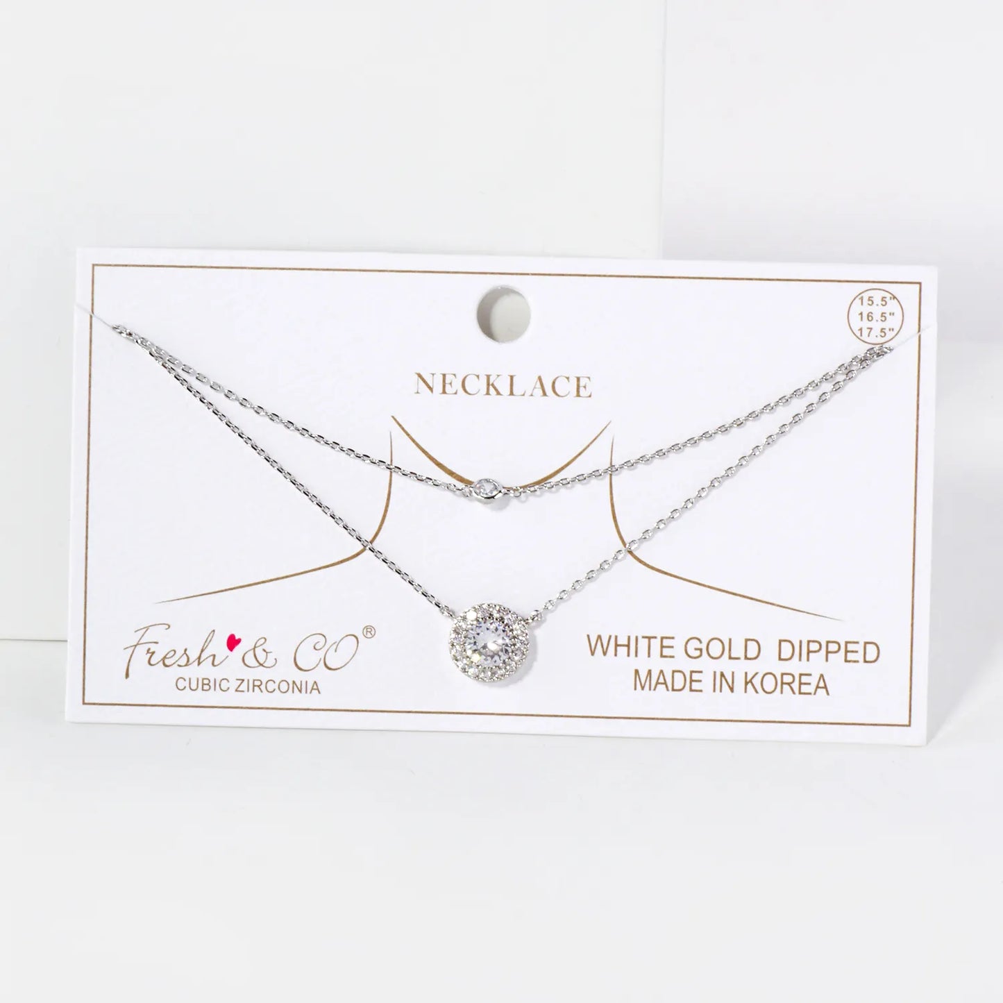 Classic CZ Stone Pendant 18K-Gold-Dipped Layered Necklace