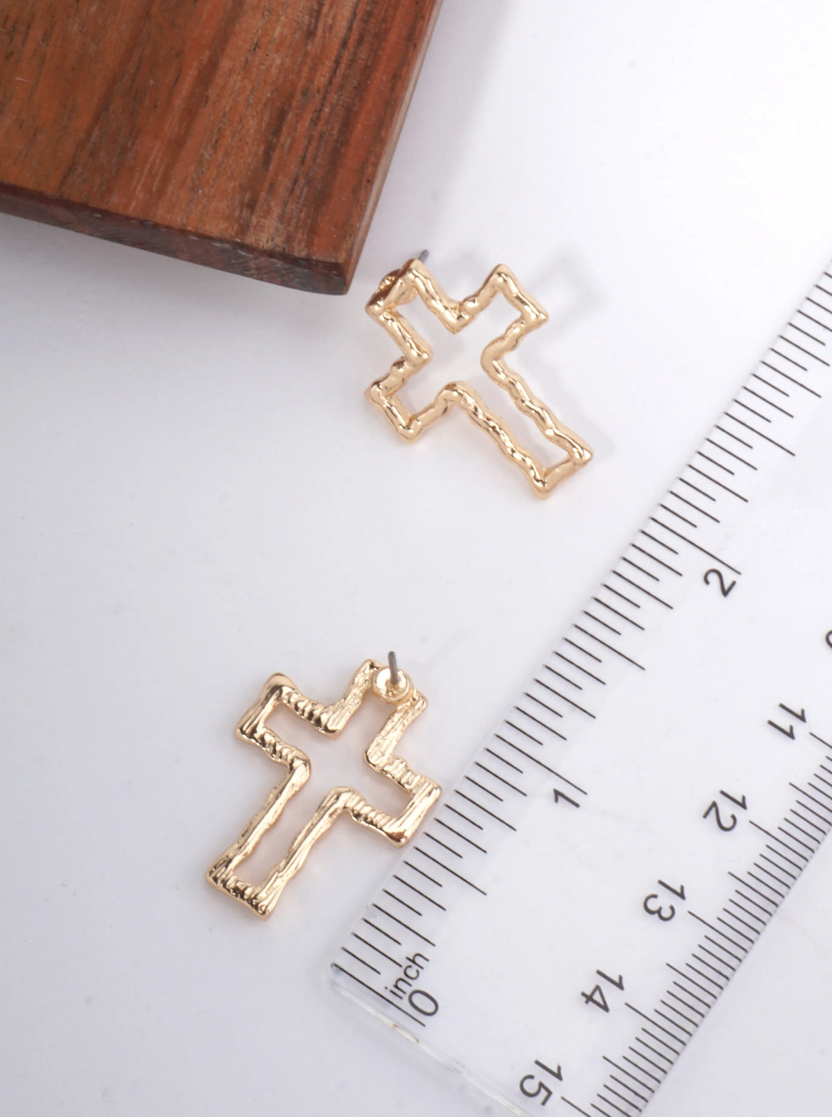 Classic Cross Hammered Post Back Earrings