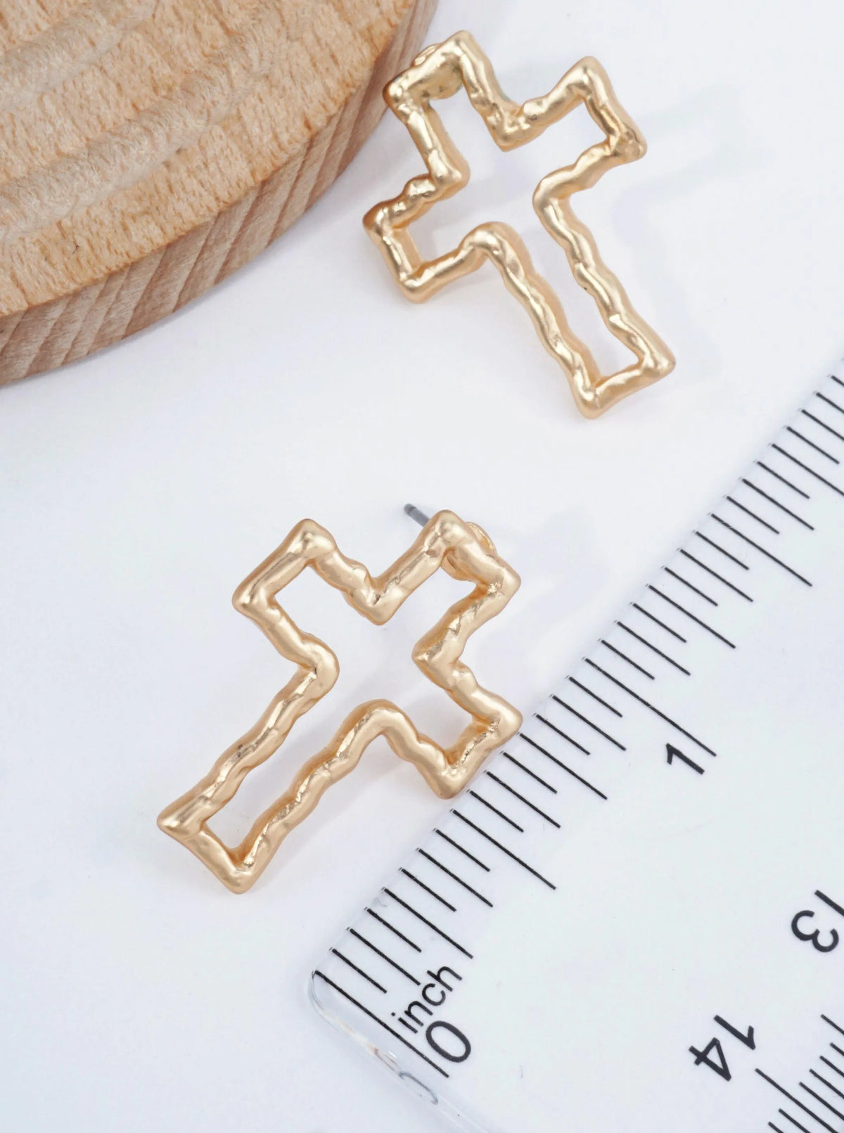 Classic Cross Hammered Post Back Earrings