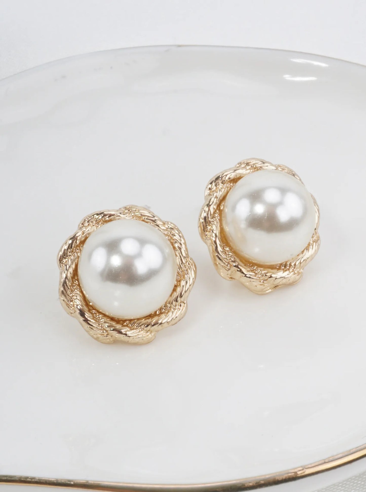 Classic Pearlized Braided Stud Earrings
