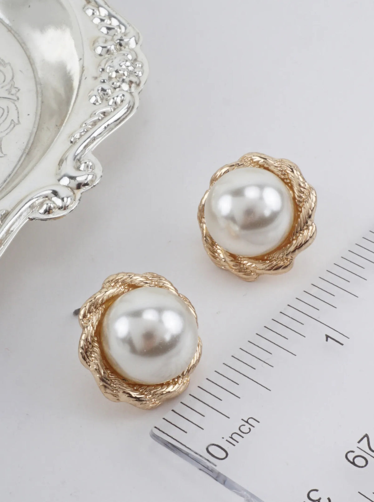 Classic Pearlized Braided Stud Earrings