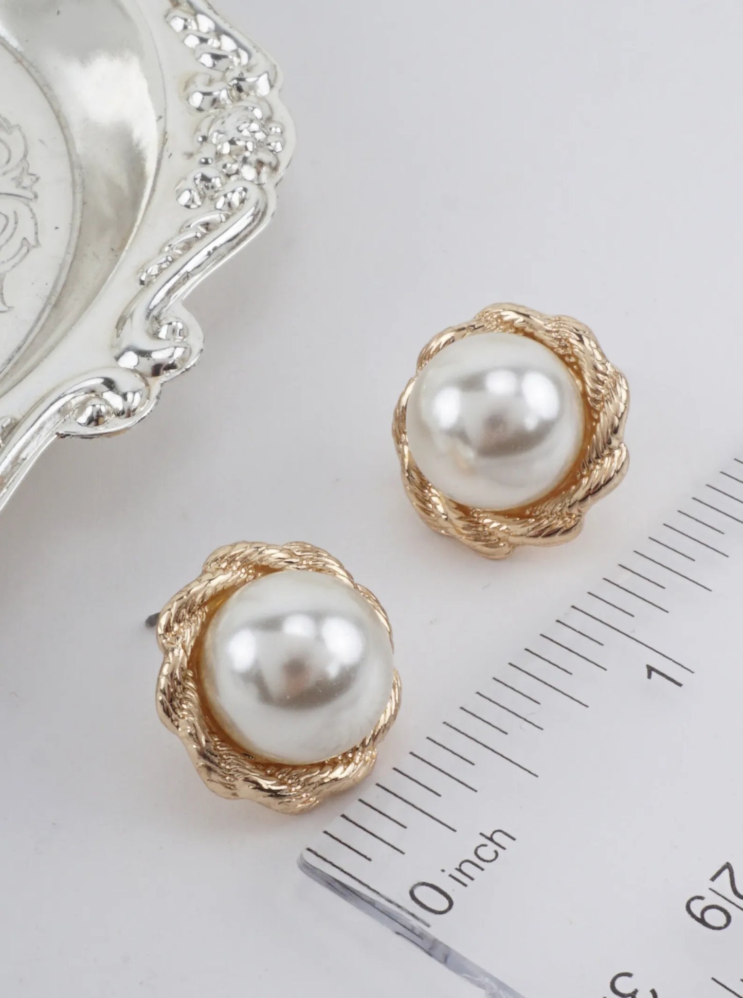Classic Pearlized Braided Stud Earrings