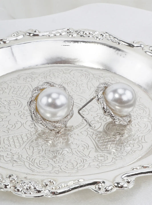 Classic Pearlized Braided Stud Earrings