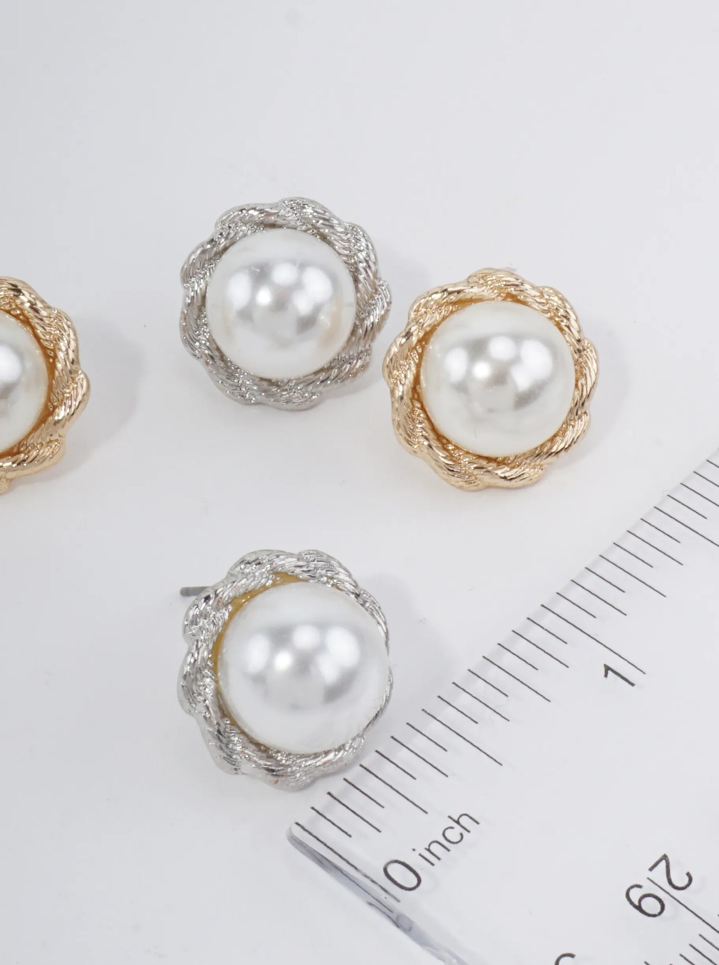 Classic Pearlized Braided Stud Earrings