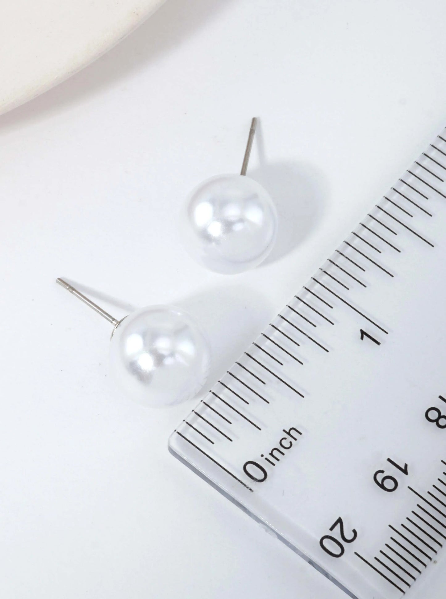 Classic Round Resin Pearl Stud Earrings 12mm