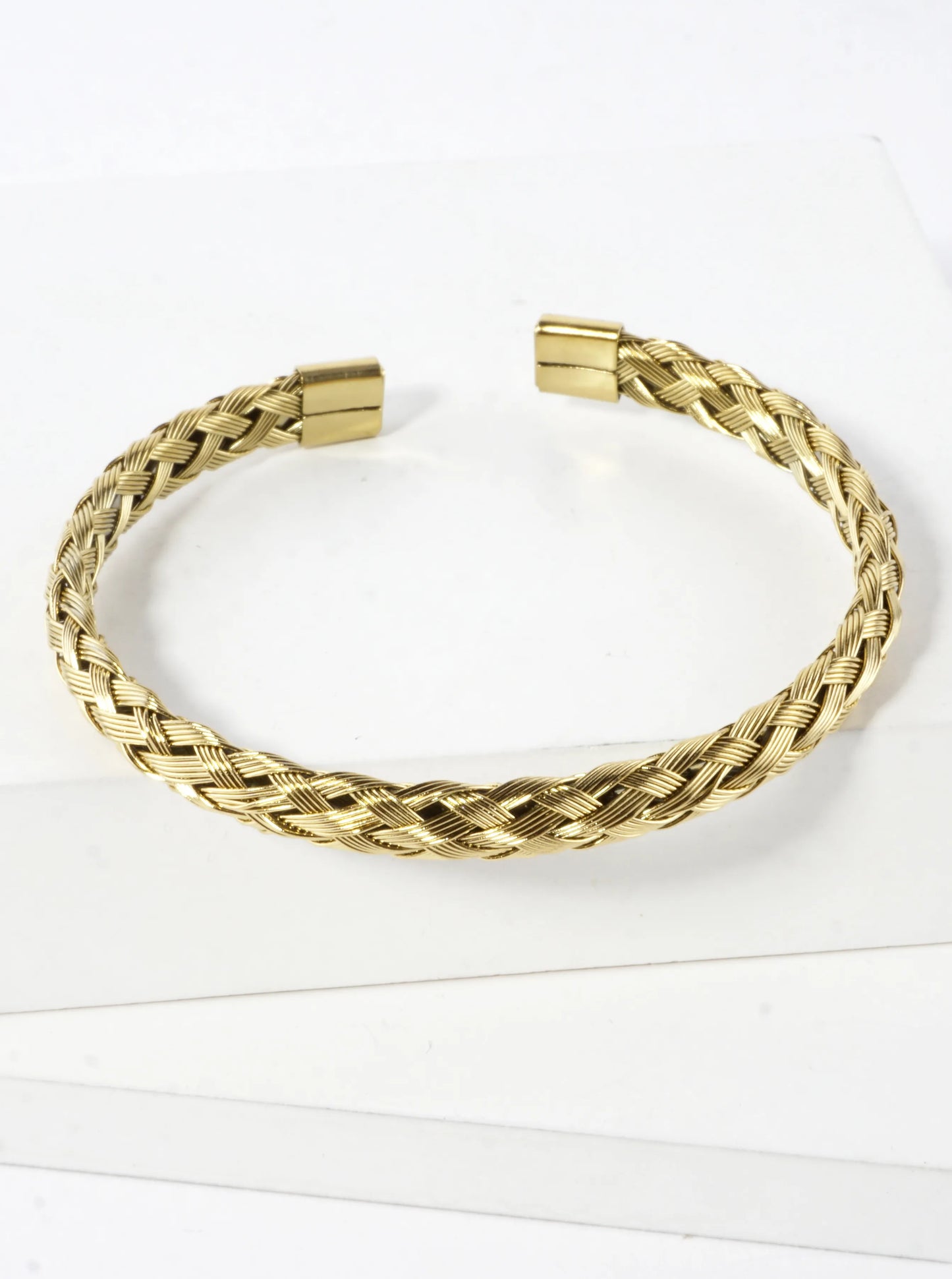 Classy Intertwined Brass Wire Cuff Bangle Bracelet